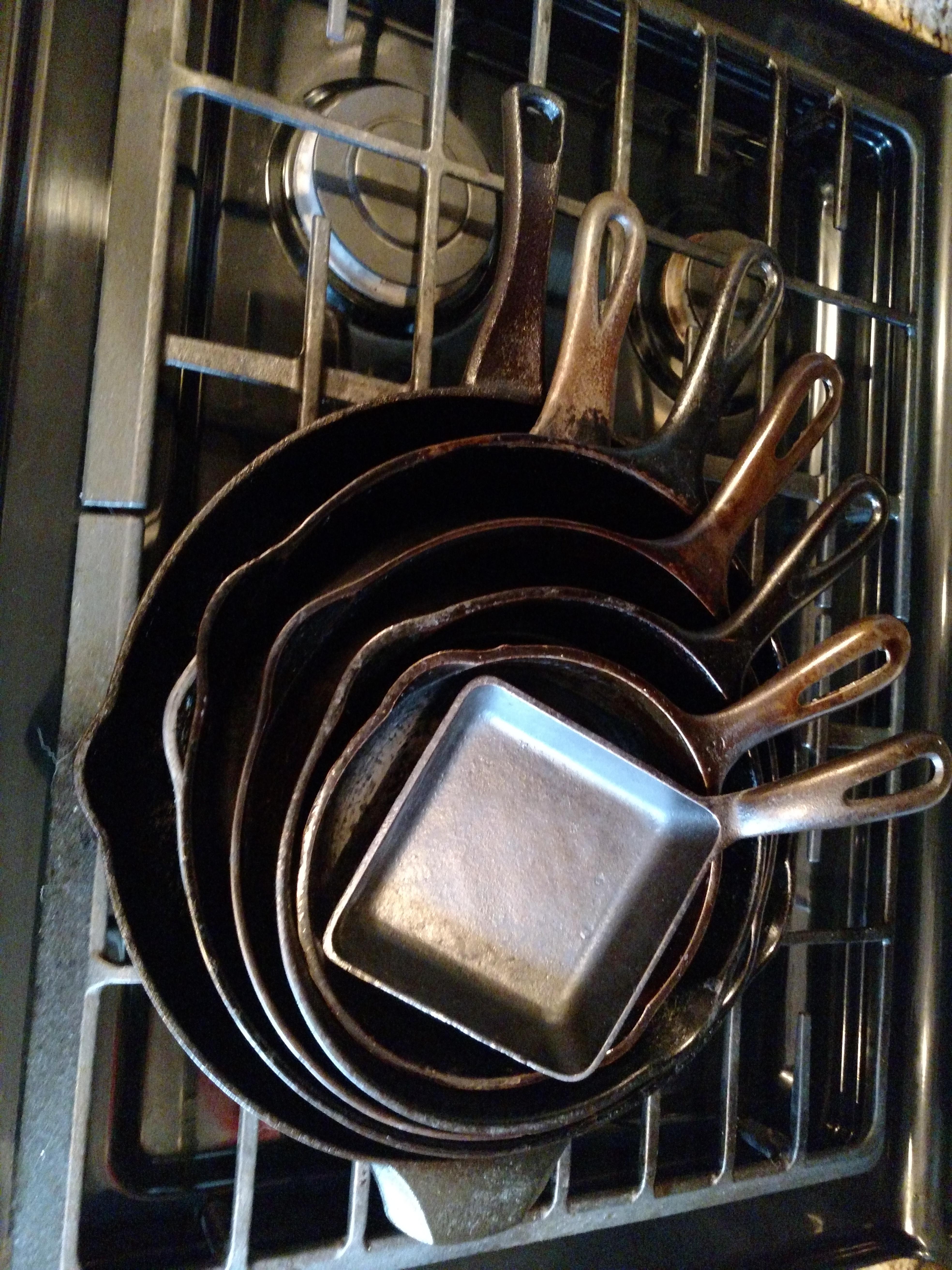One gift from my wife (Calphalon, bottom pan) and an inheritance from