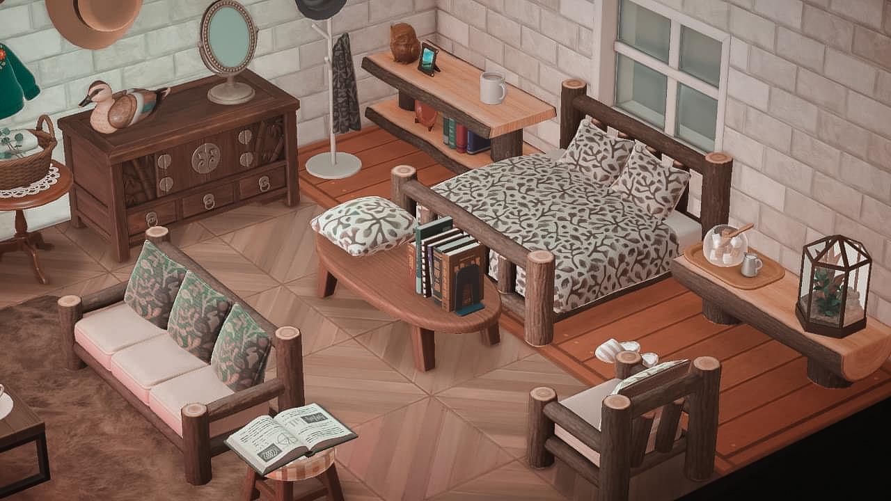 Rustic bedroom 💕 pretty satisfied. Credit miss_acnh on IG r/AnimalCrossing