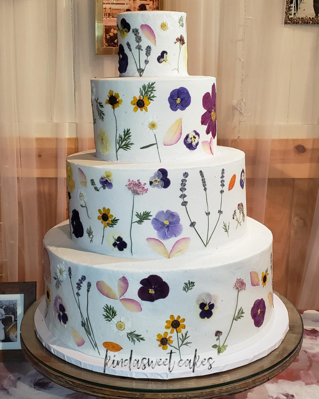 Buttercream Wedding Cake with Edible Wildflowers r/cakedecorating
