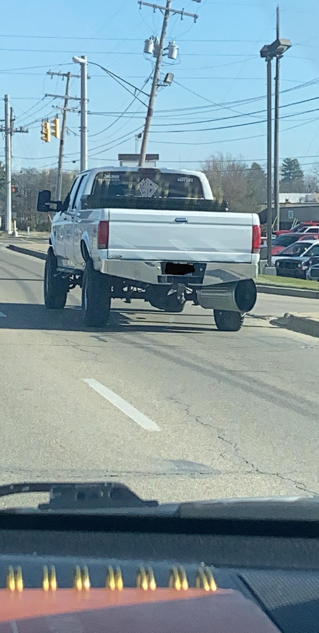 Nothing makes your truck cooler than a trash can on your exhaust r
