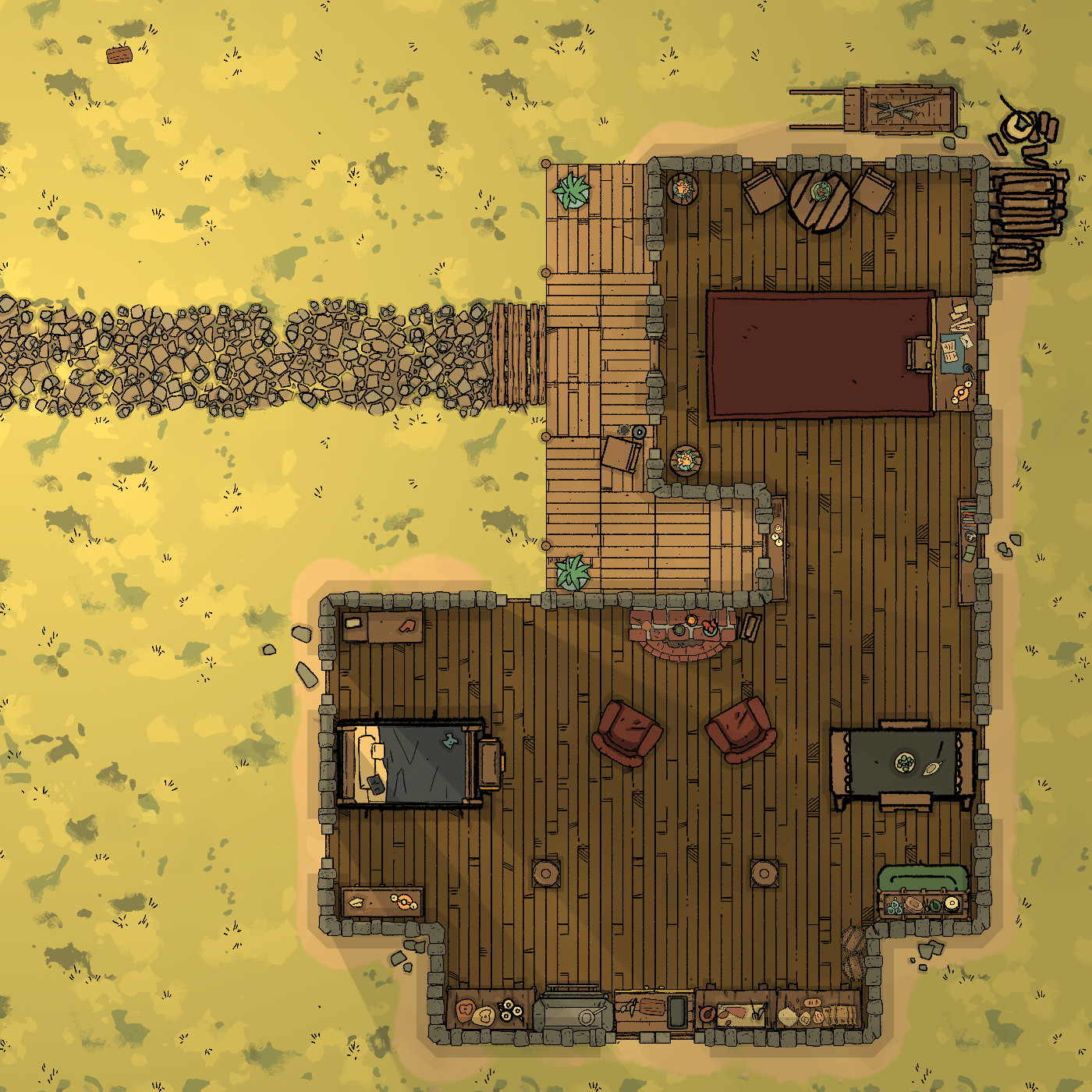 [OC] Simple Cottage Map [20"x20" 70ppi] r/DnD