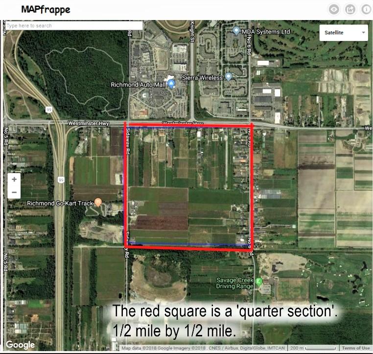 I'm trying to understand Richmond farm sizes. A 'quarter section' (the