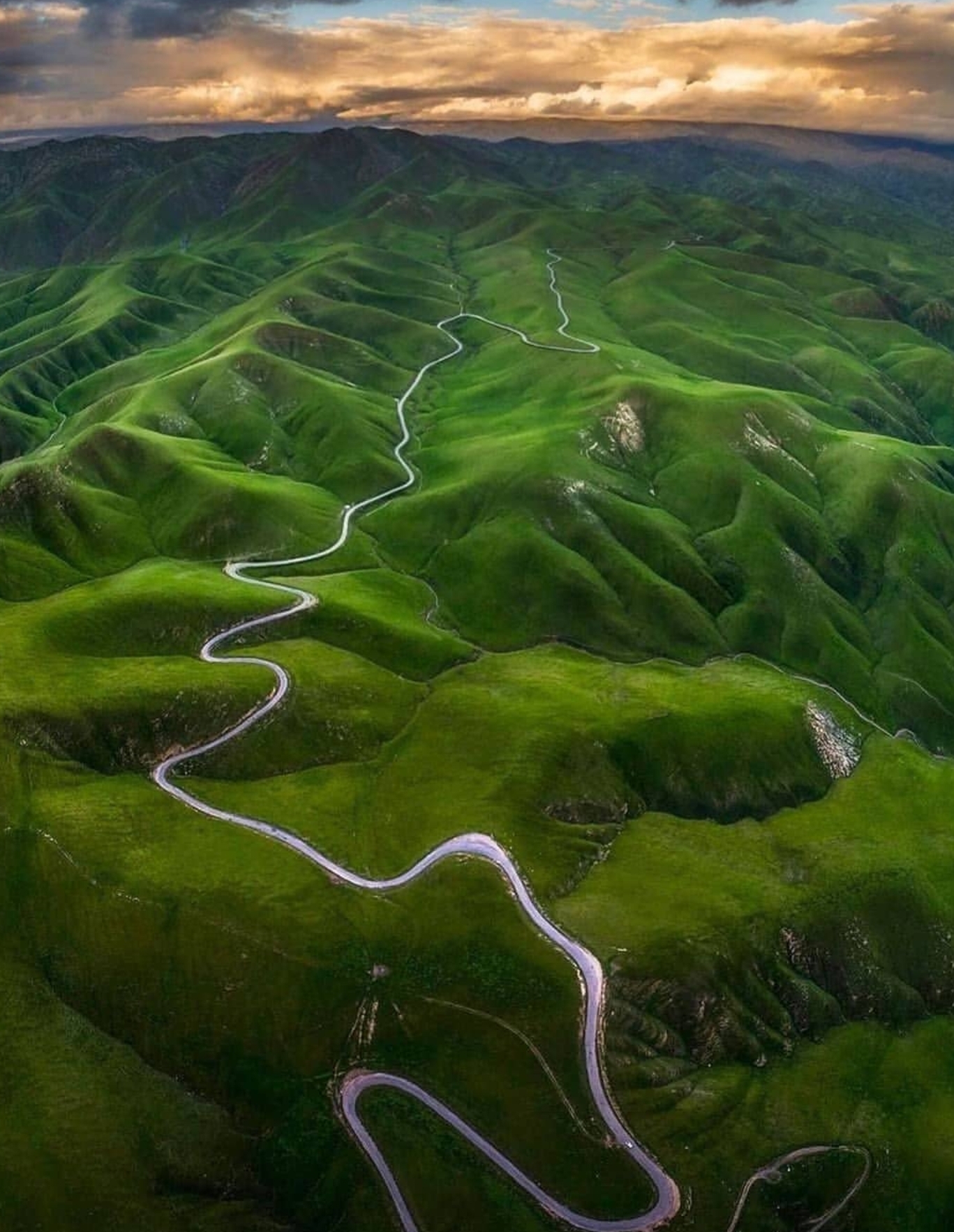 🔥 Meandering road amongst these folded hills in California r
