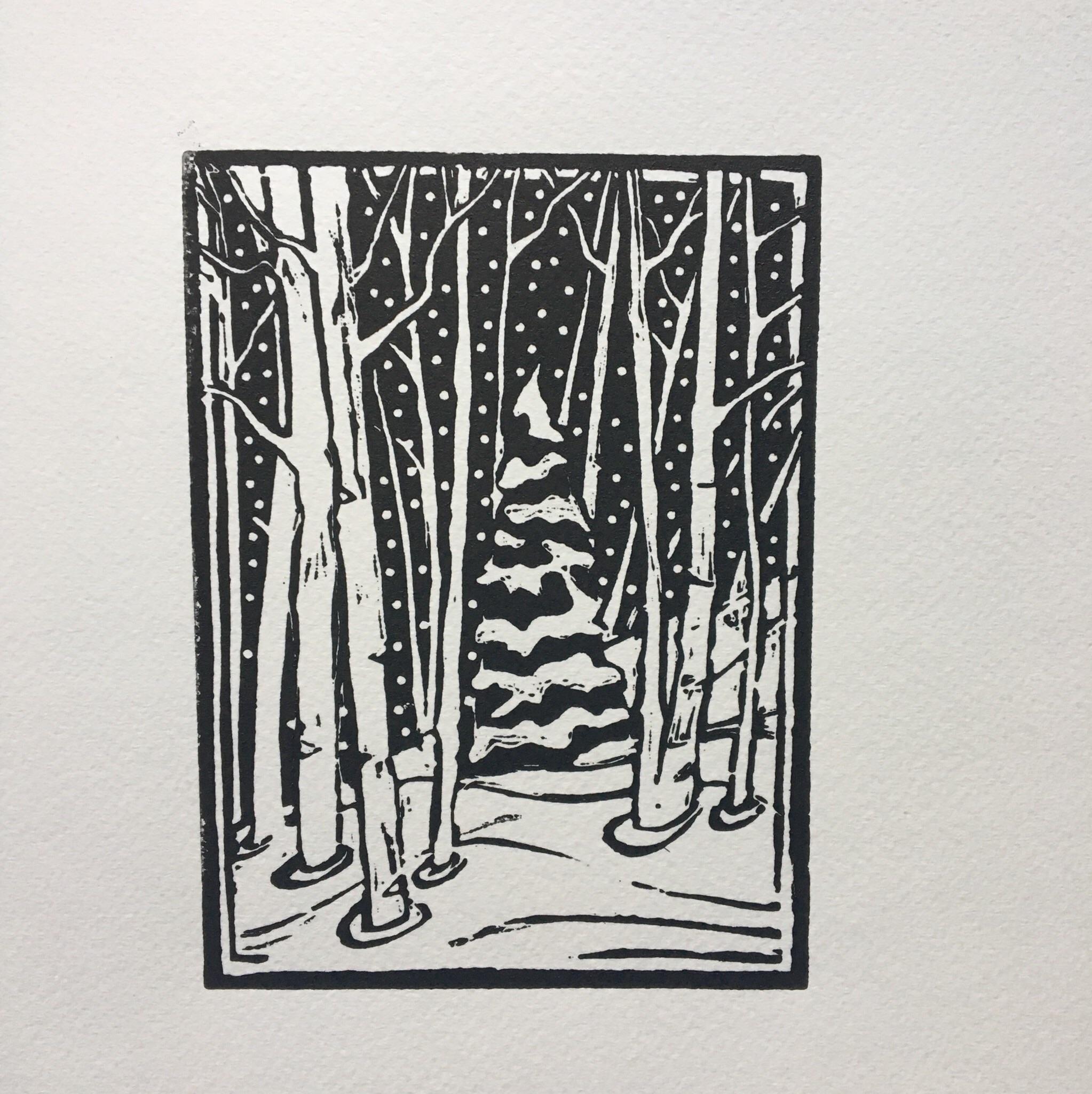 2017 Christmas Card 4”x6” linocut r/printmaking