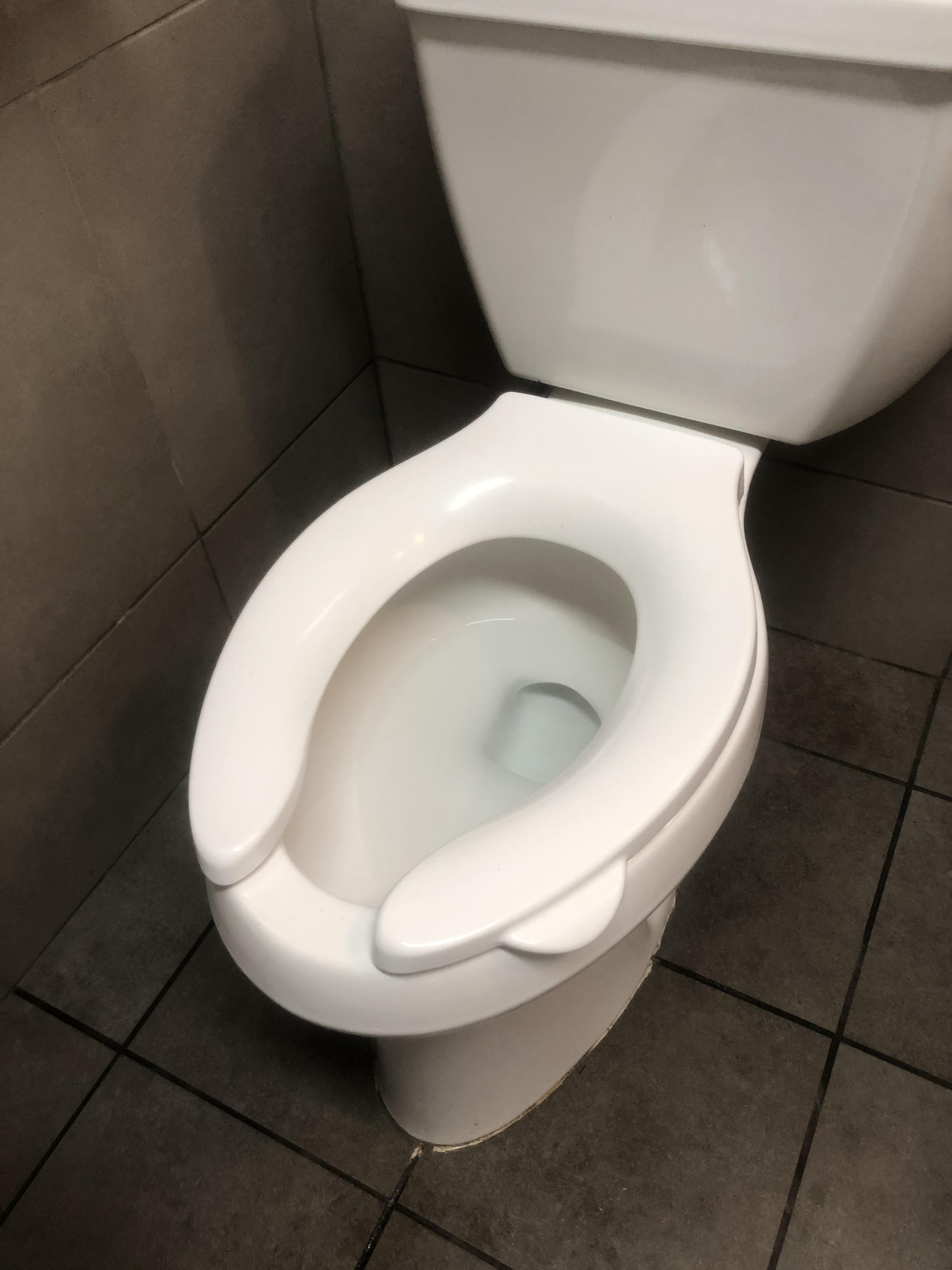 This public toilet has foot lift so you don’t have to use your hands to