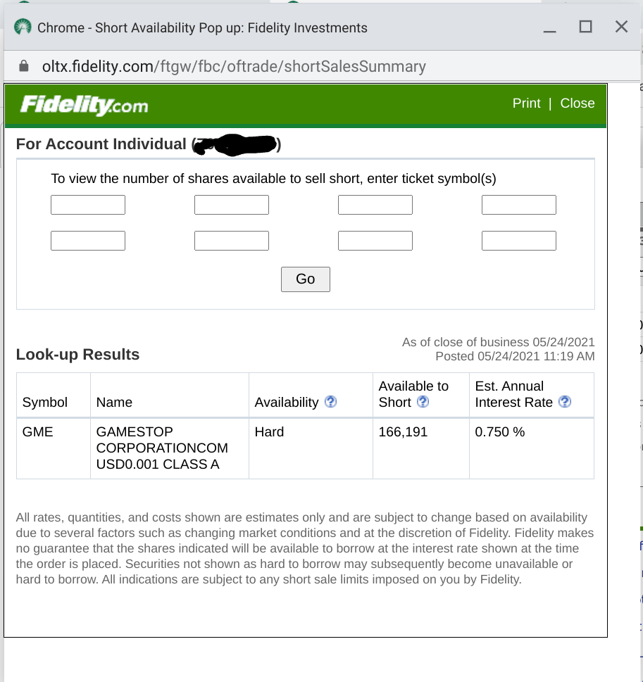 Oh look Fidelity says that GME is "hard to borrow" with 160K shares