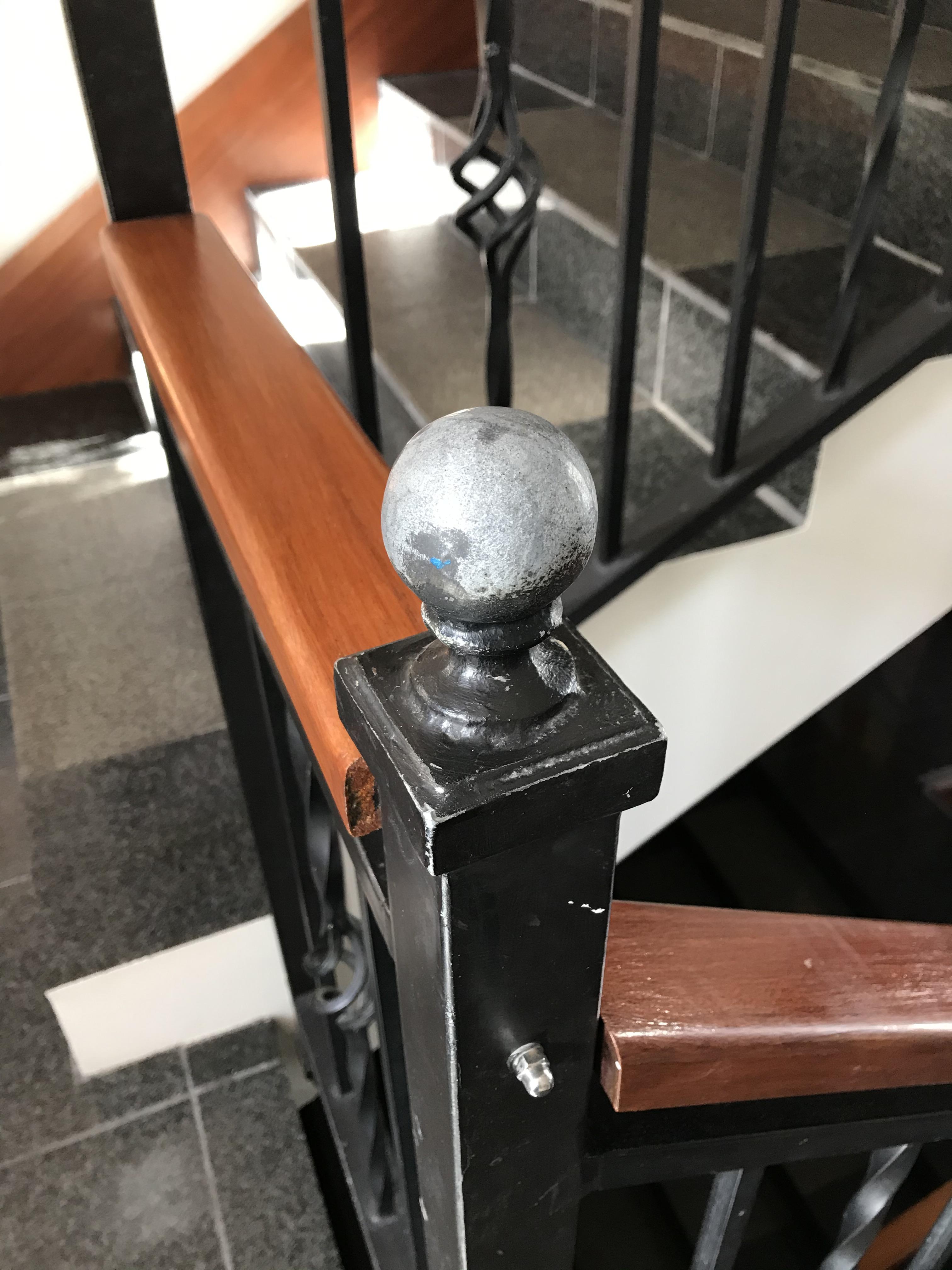 The bannister knob on my staircase 25 years after the staircase was