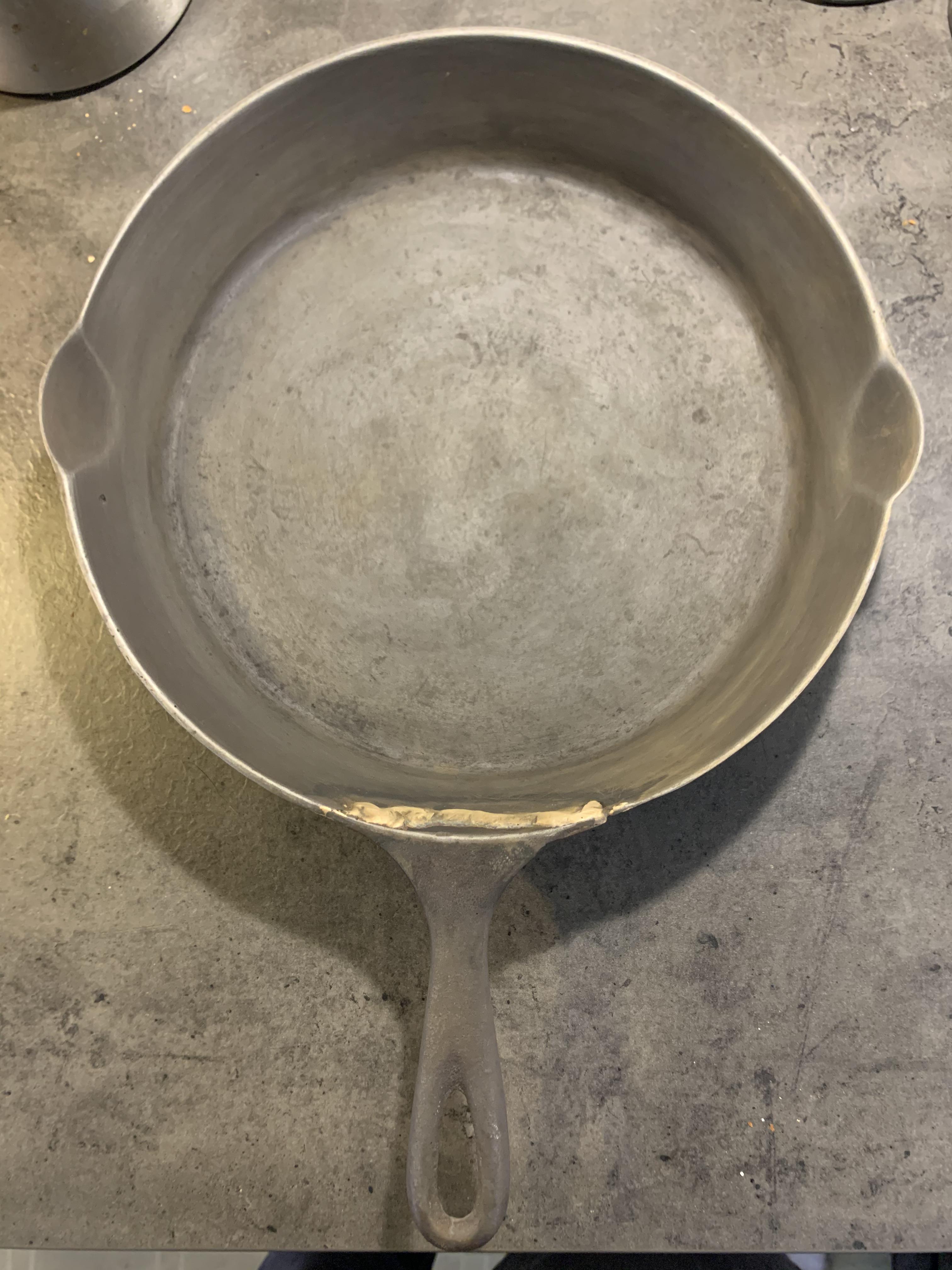 I finally finished cleaning my mother’s cast iron pans and found some