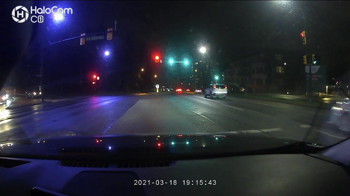 Anyone else drive past these blue / purple street lights on marine? How