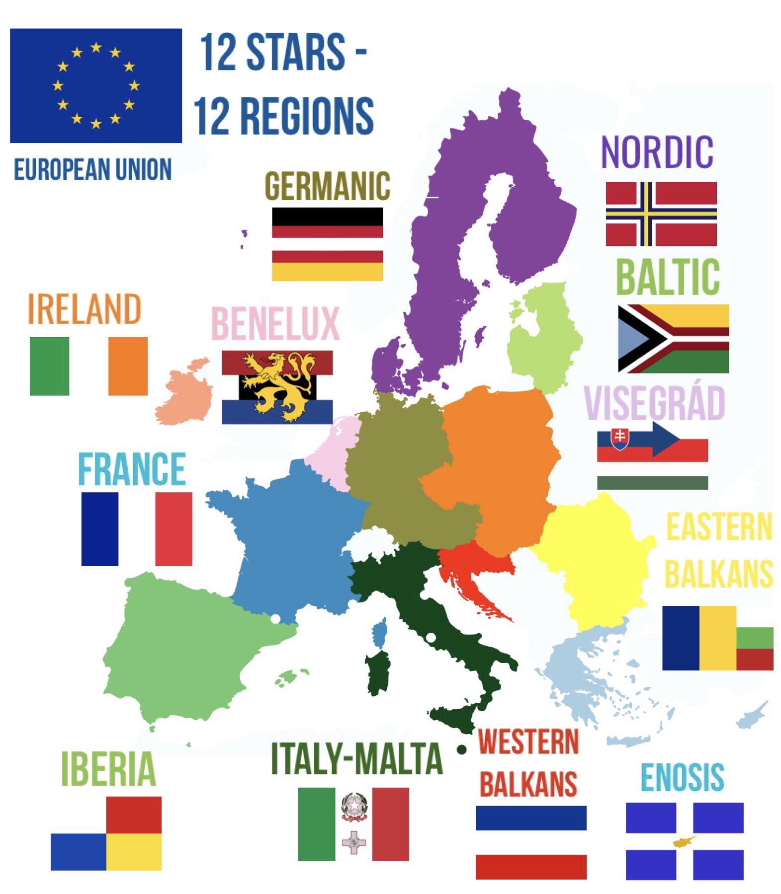 European Union 12 Stars 12 Regions r/vexillology