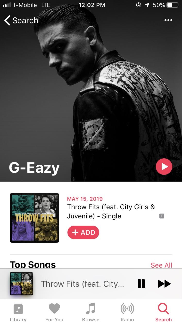 Throw fits is now on Apple Music r/GEazy