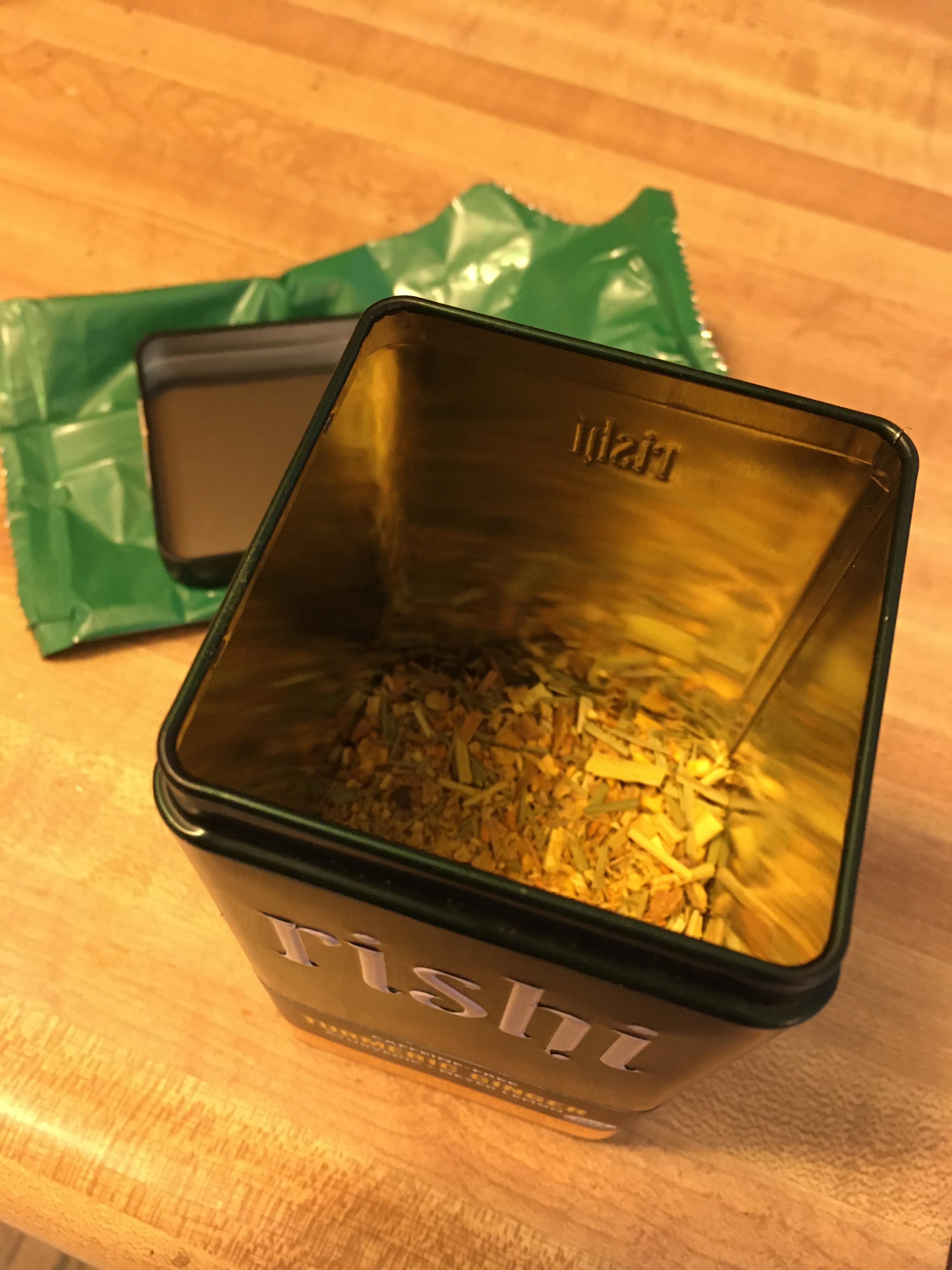 Newlycracked Tea Tin contains tea enough to fill 1/4 selfsame Tin r