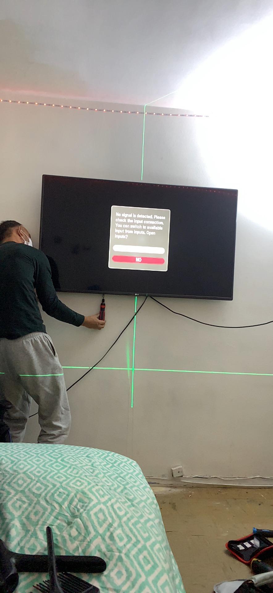 At the Airbnb we are staying at. My neck hurts. TVTooHigh