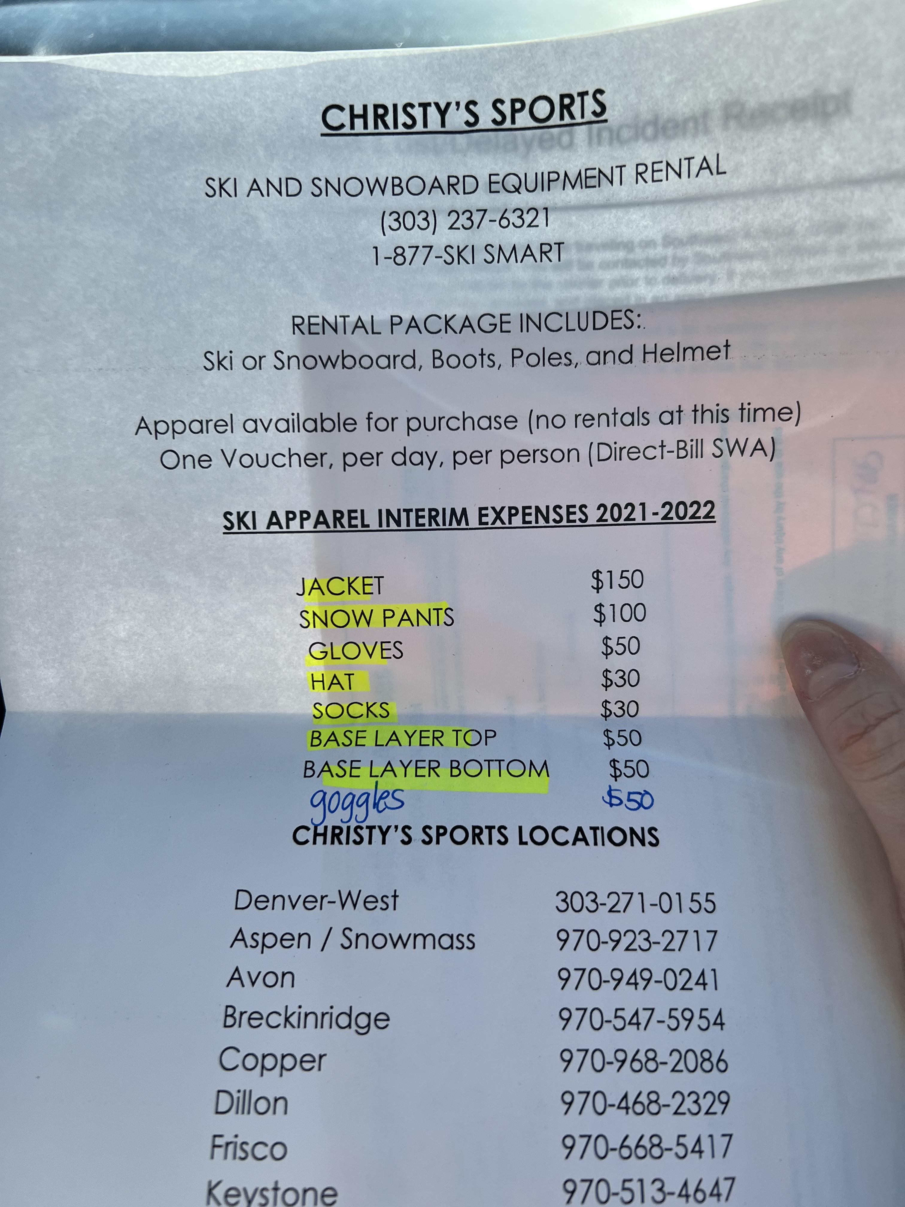 This is what Southwest offers when they lose your bag on a ski trip r