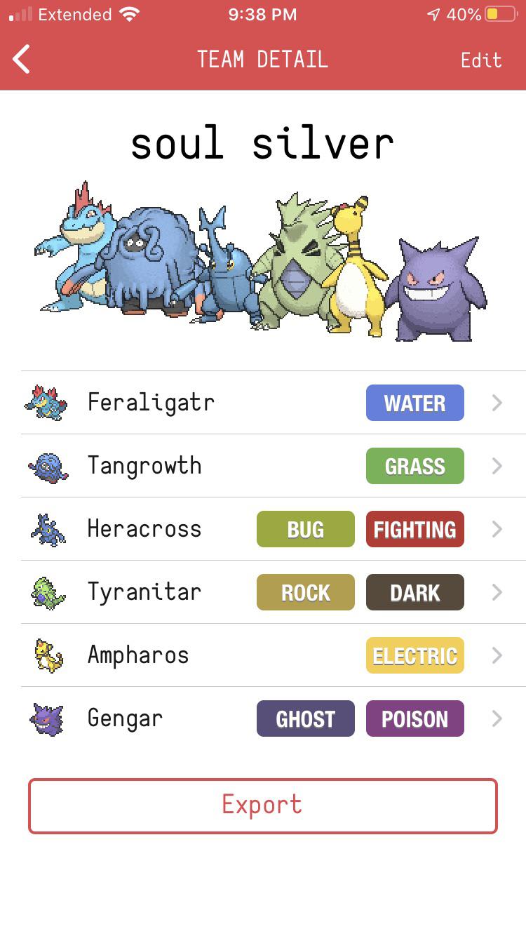 How is my team for Soulsilver? Any suggestions? r/pokemonteams