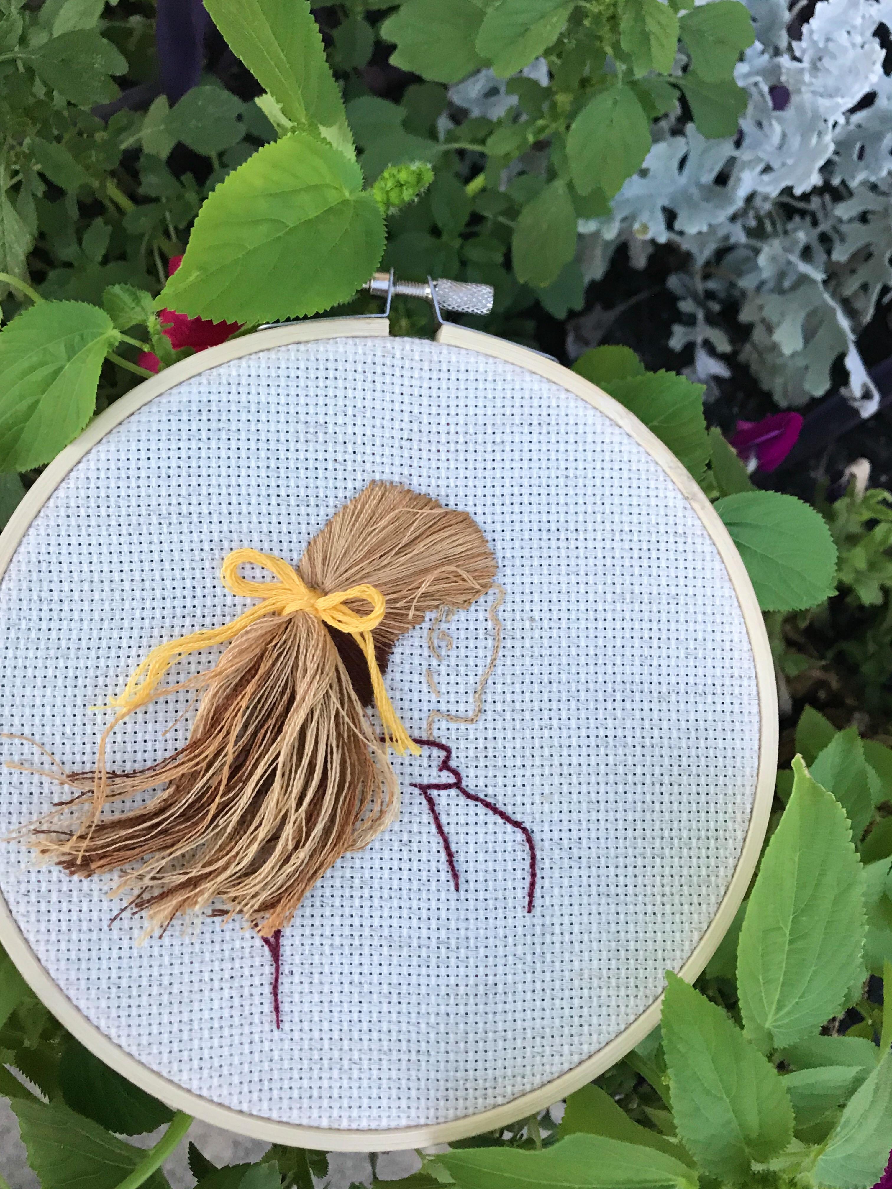 My first attempt at embroidering hair! r/Embroidery