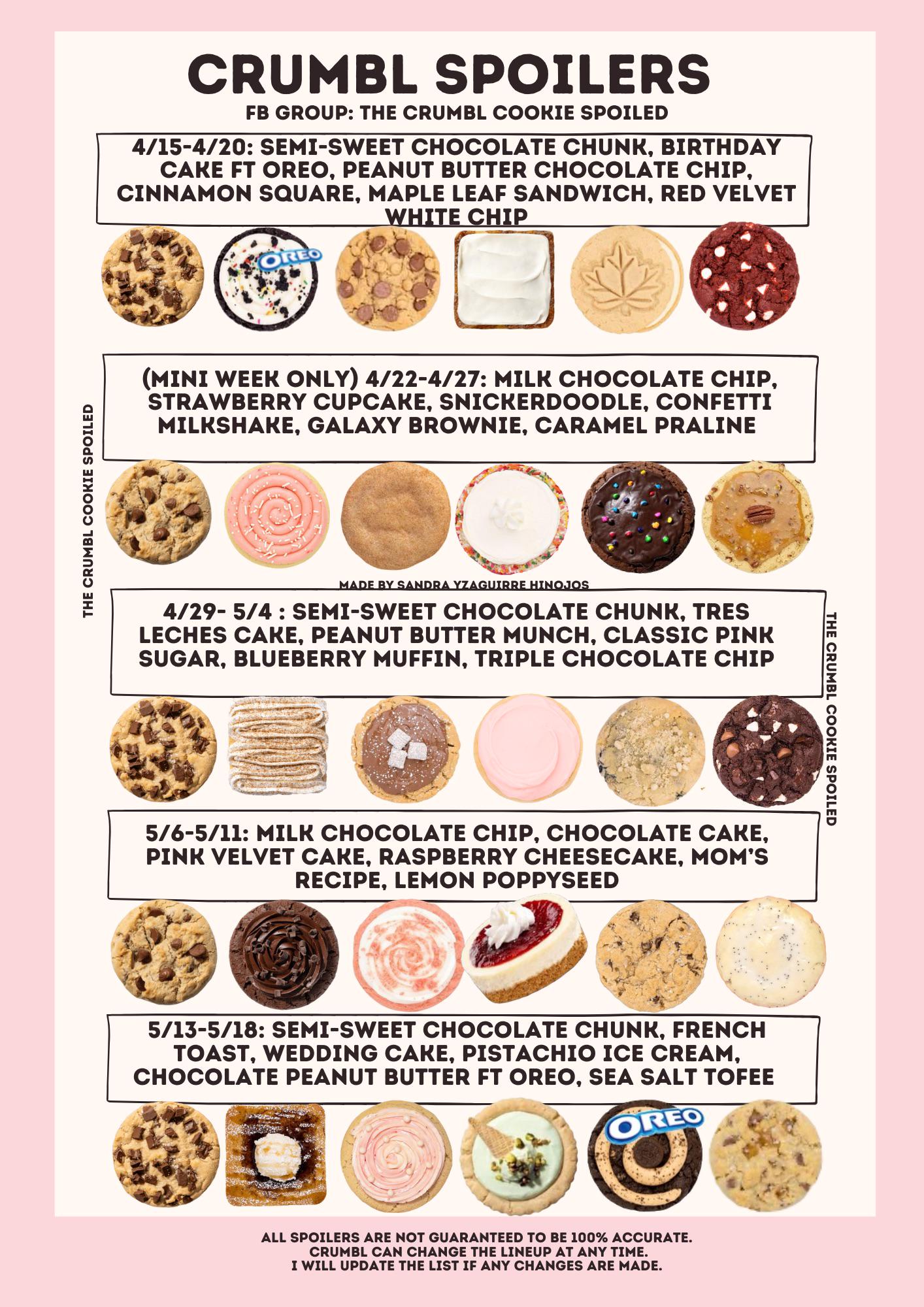 Crumbl Spoilers with Pictures (New Week Added 5/13-5/18) : CrumblCookies