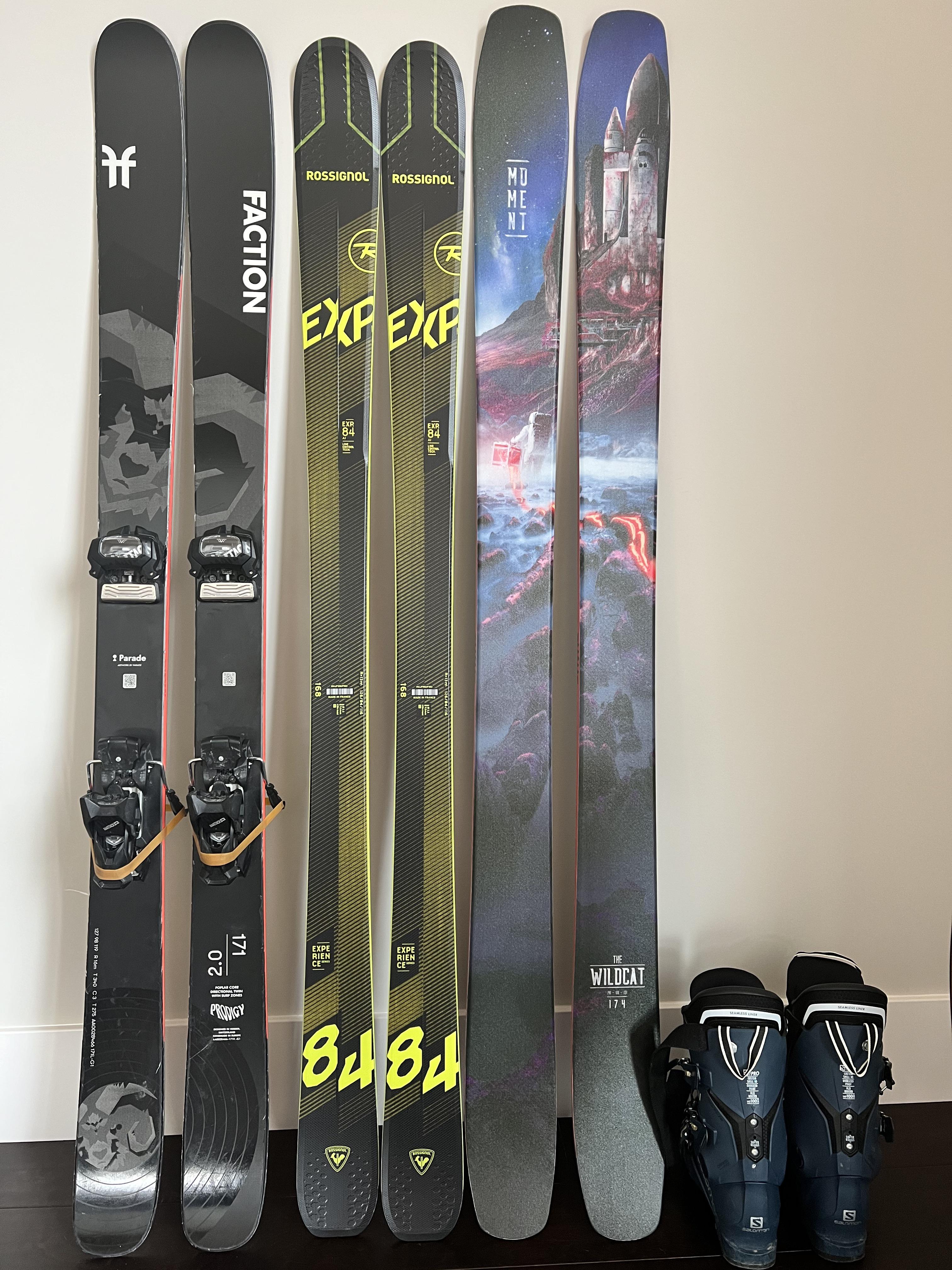 My quiver for this season. The Rossignol and Moment skis are new additions r/skiing