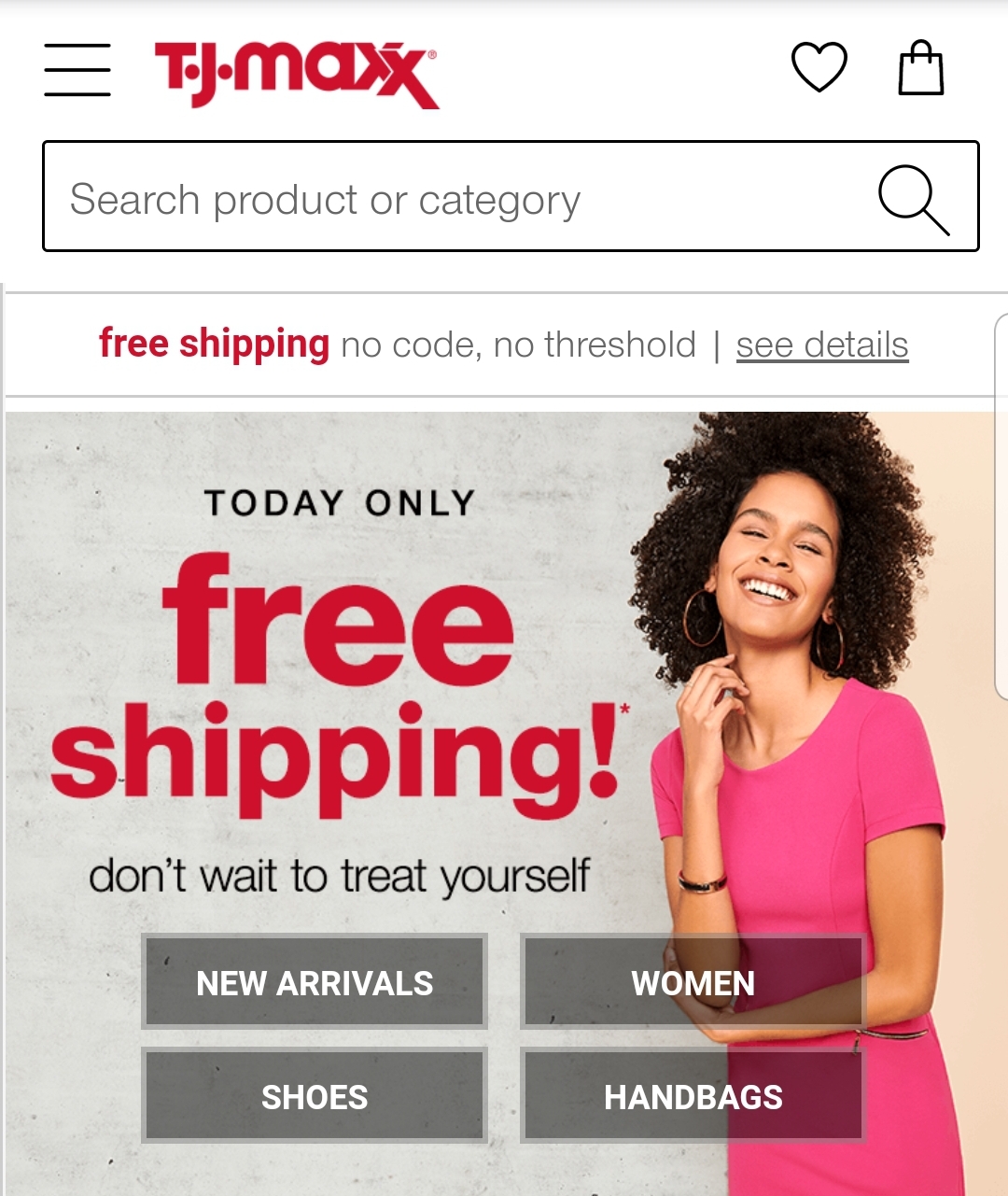 Free shipping with no minimum at TJ Maxx, today only r/MUAontheCheap
