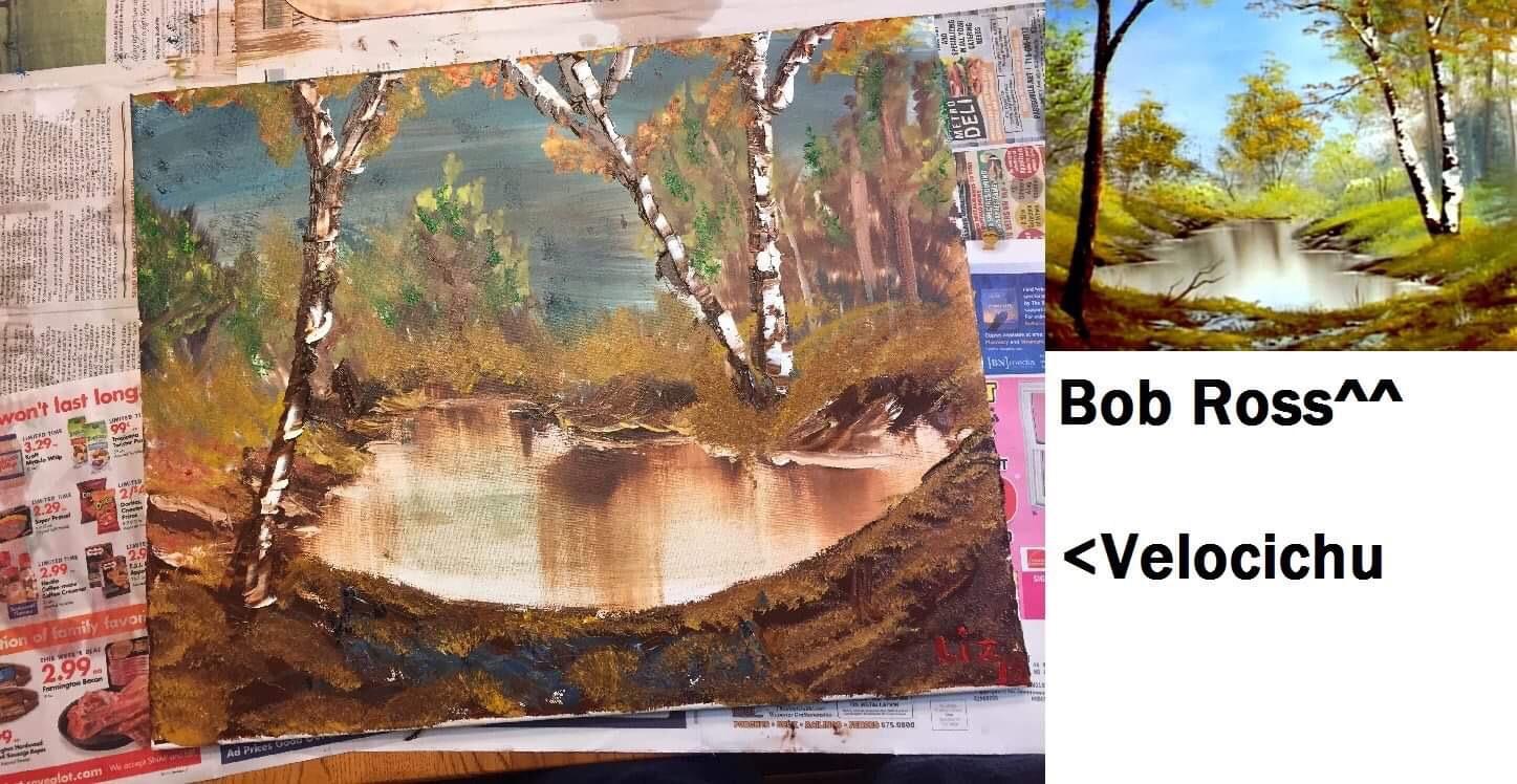 That time Bob Ross cheated with a paint gun... r/ExpectationVsReality