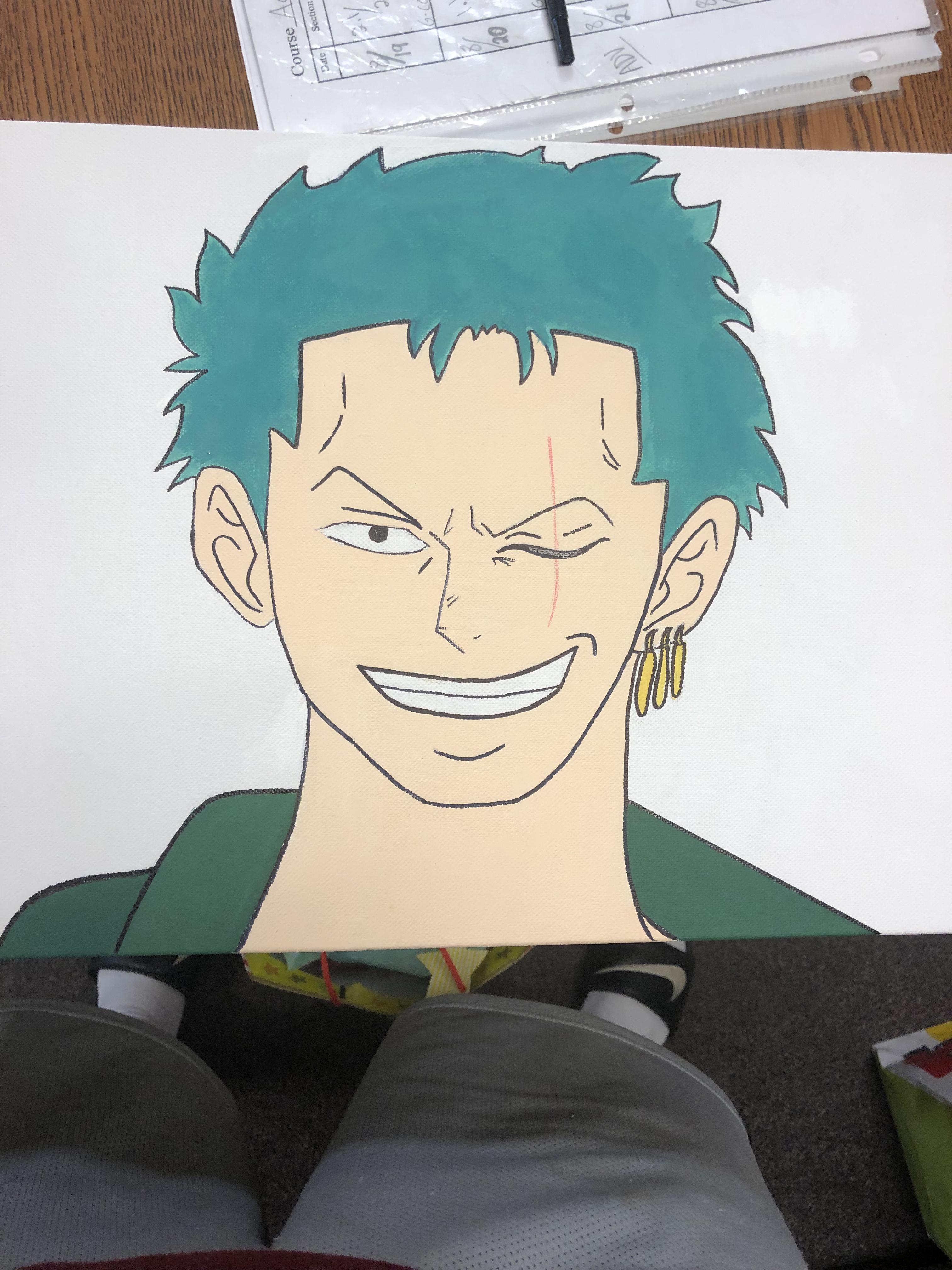 my girlfriend drew zoro for my bday bc he's all i ever talk about