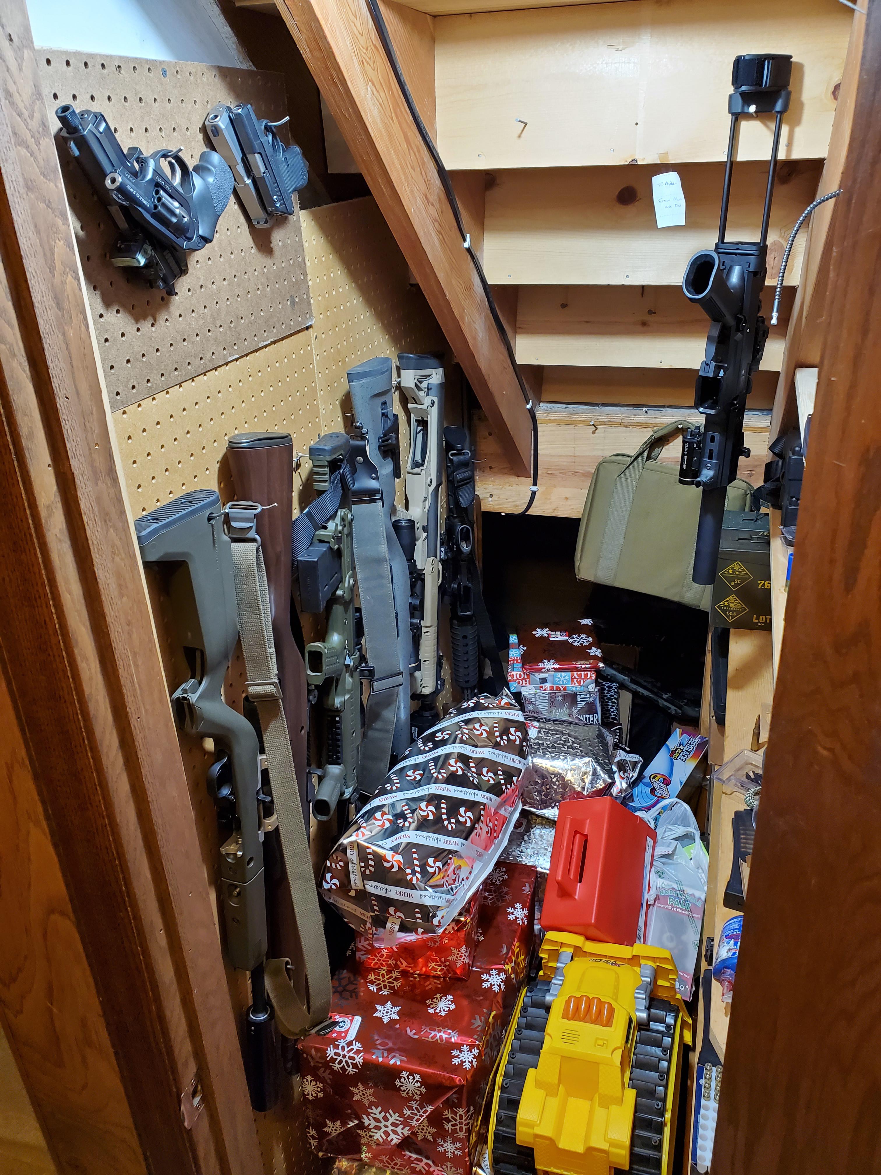 Best place to hide the presents. Who can guess the most guns correctly