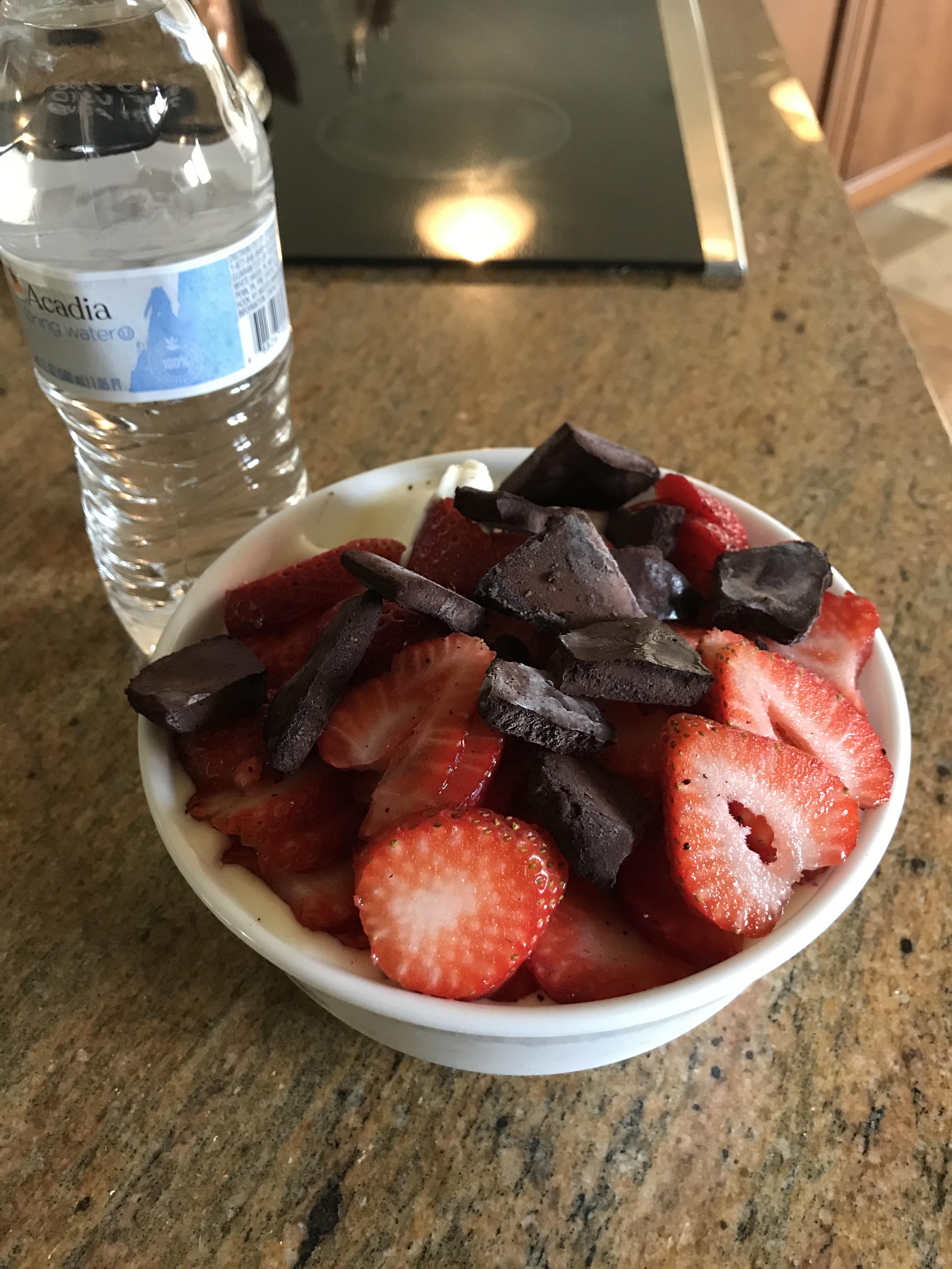 368 calories for protein fluff, strawberries, and “chocolate” r