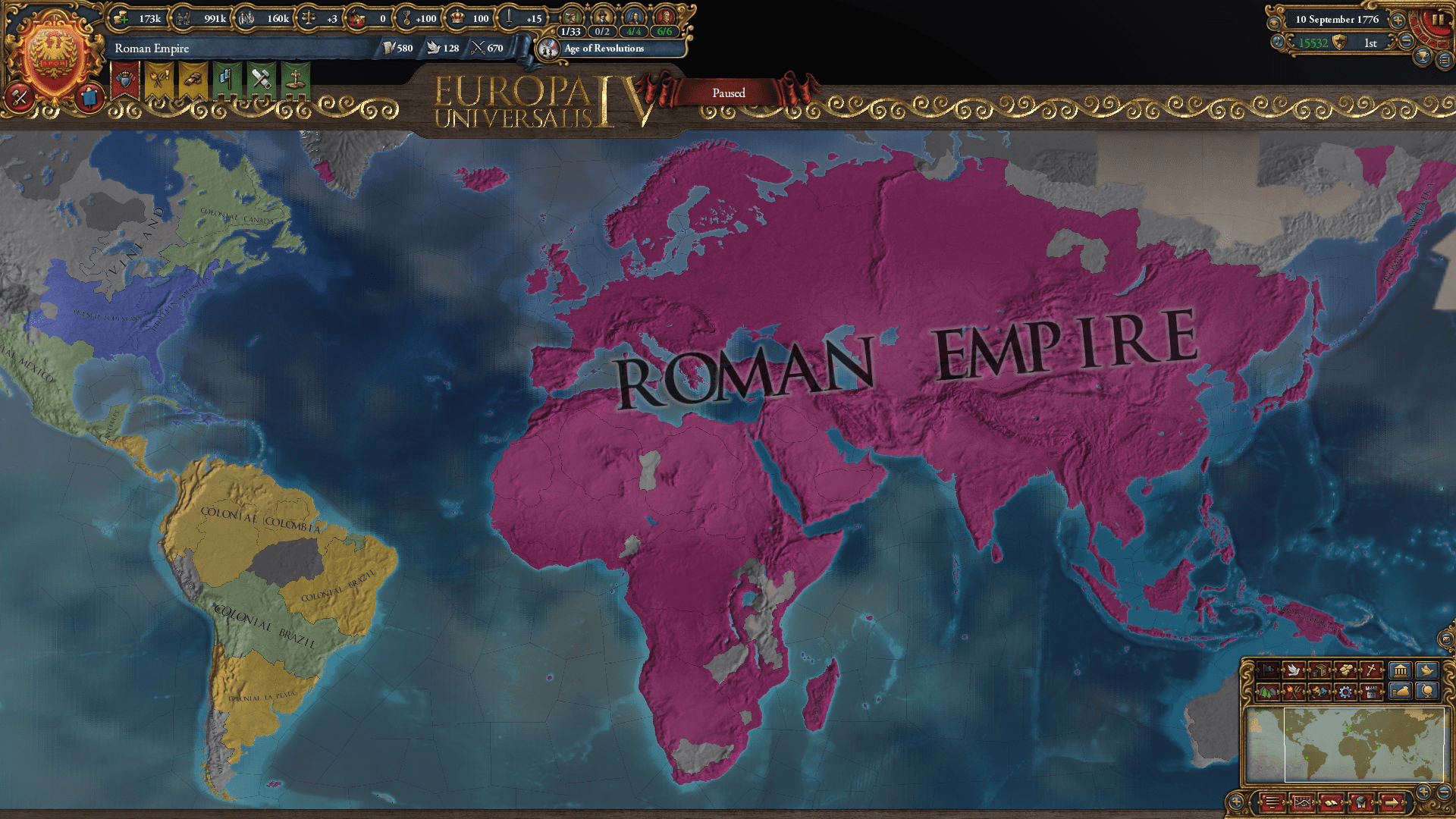 After exactly 1000 hours, I finished my first world conquest r/eu4