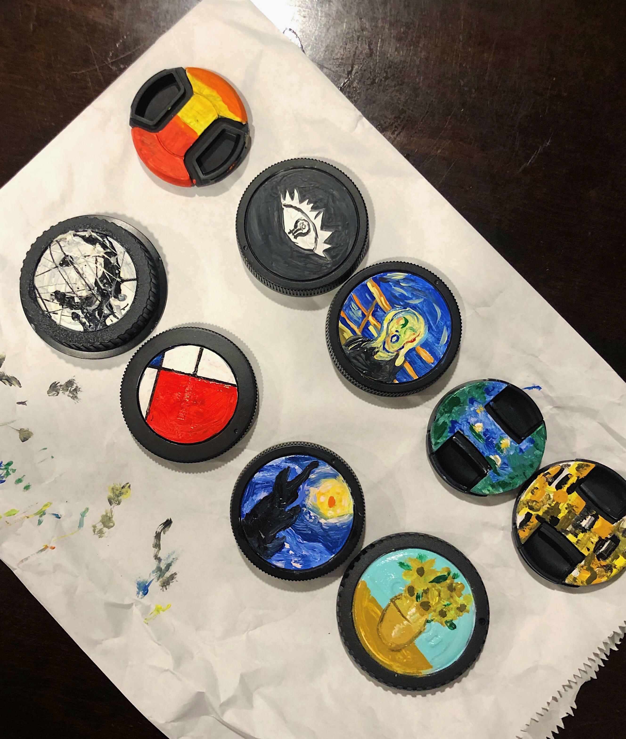 I painted my lens caps inspired by my favorite artists r/crafts