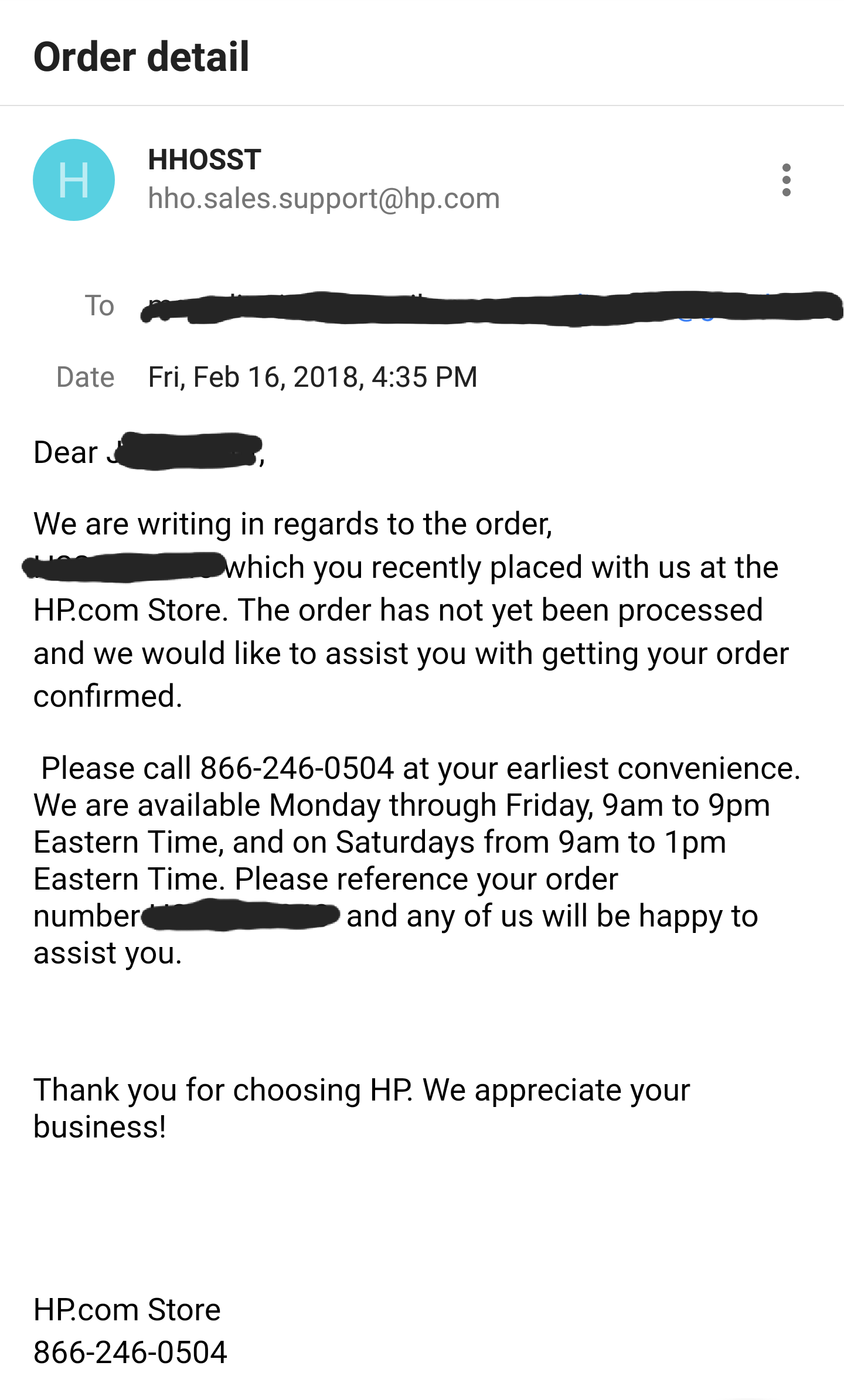 Is this email legit? Just ordered a laptop yesterday but this seems off. r/Hewlett_Packard