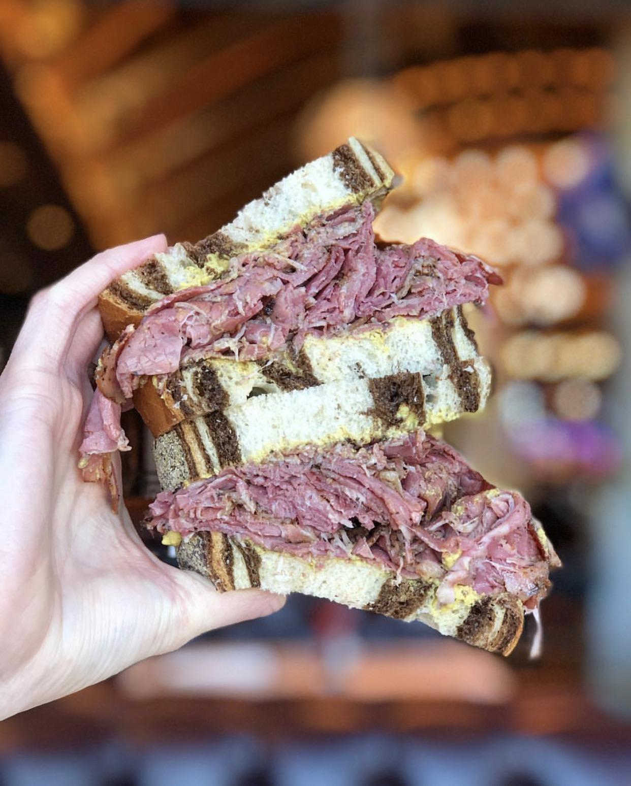 Hot Pastrami on Marble Rye that we developed at my old job. House made pastrami from scratch