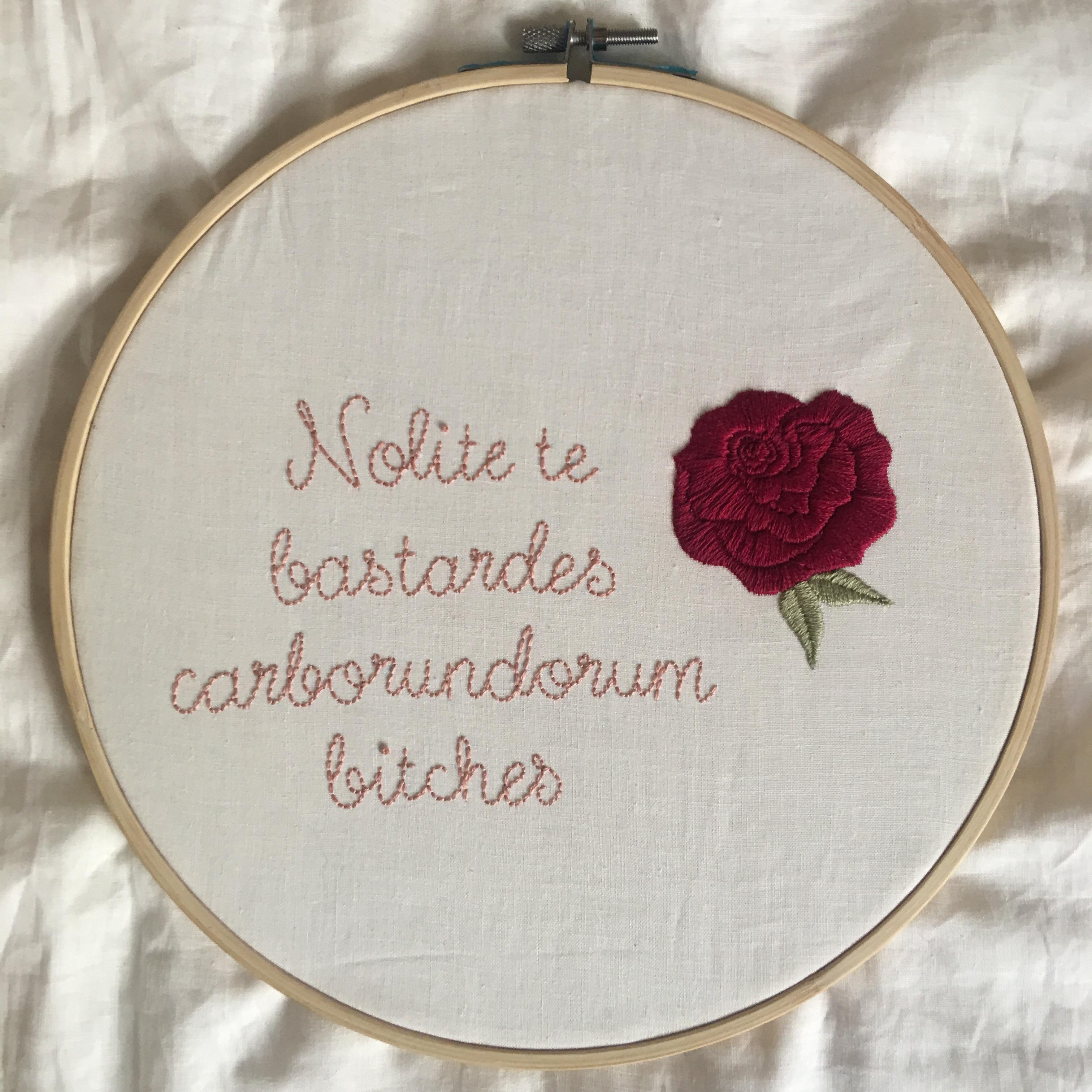 The Handmaid's Tale quote & a rose r/Embroidery