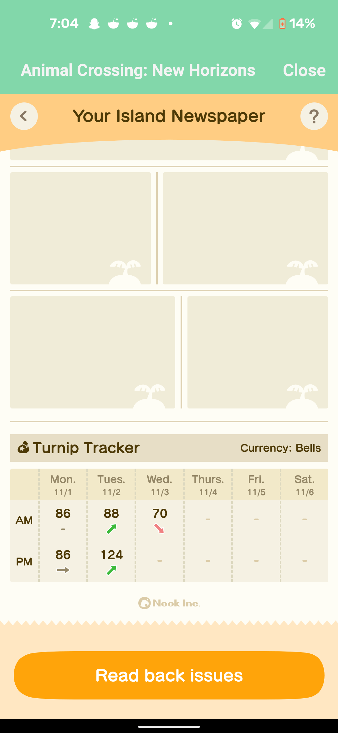 The new Island Newspaper App (Newly added to Nintendo Switch Online App