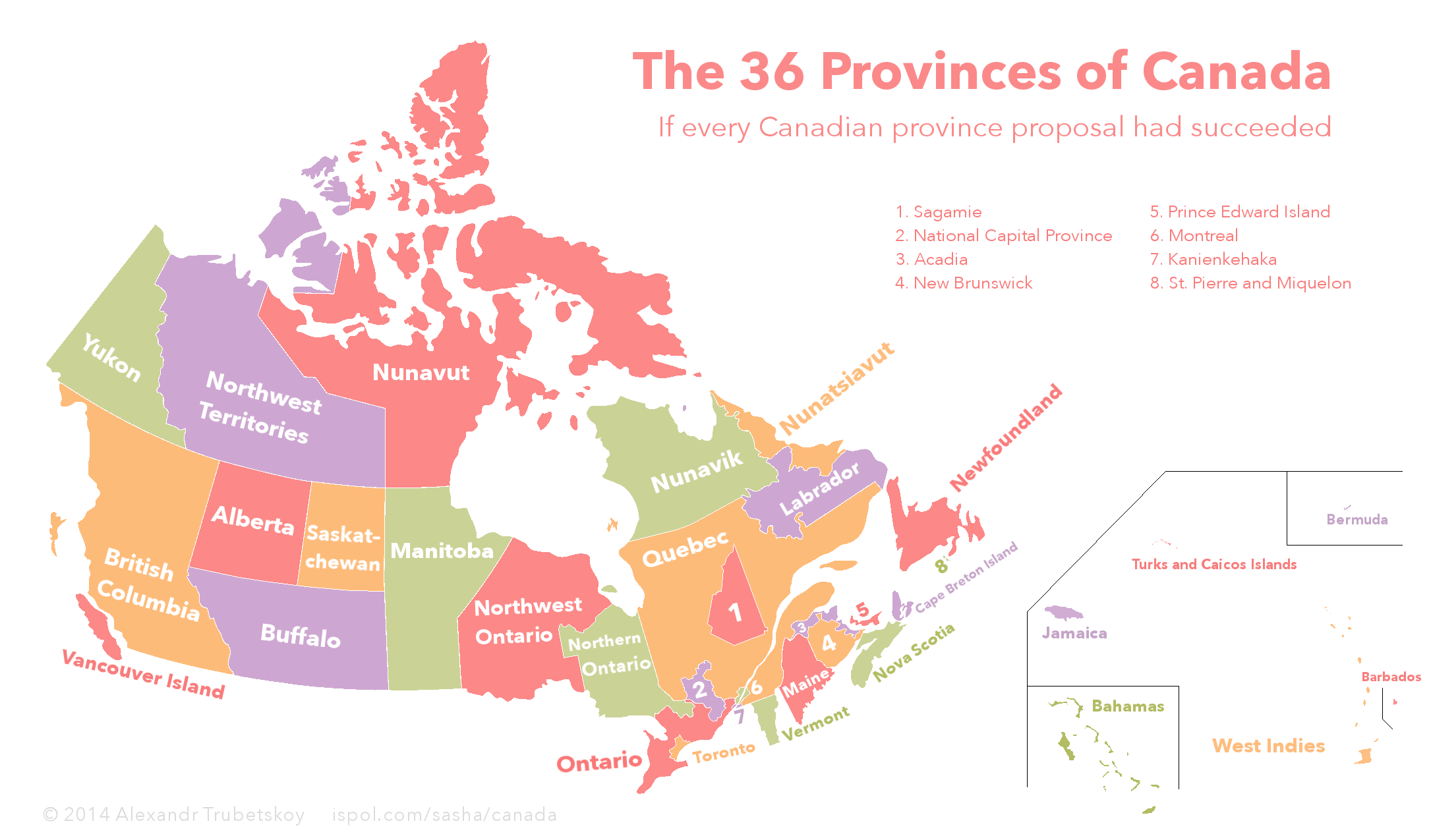 If every Canadian province proposal had succeeded, Canada would have 36 provinces r/MapPorn