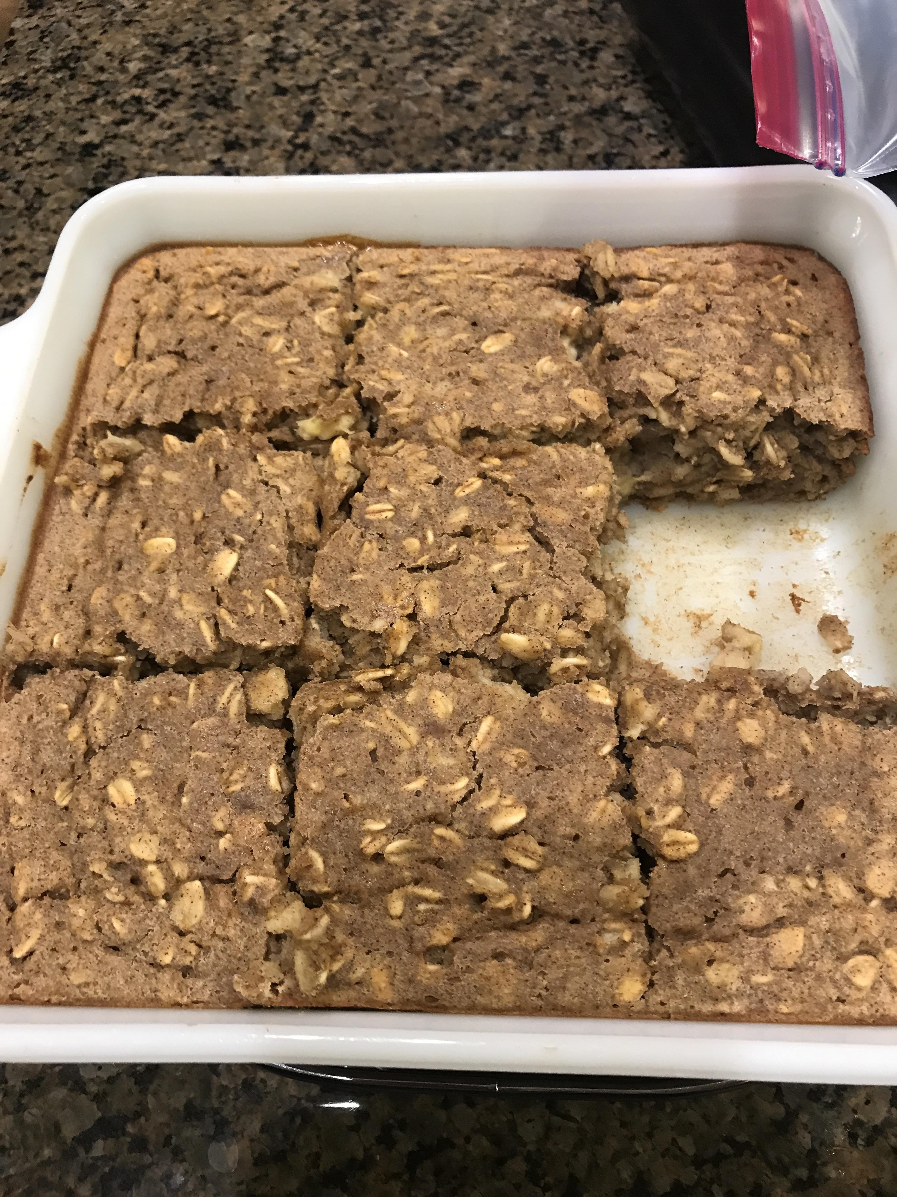 Made banana rolled oats bars! (Recipe & Credit in comments) r
