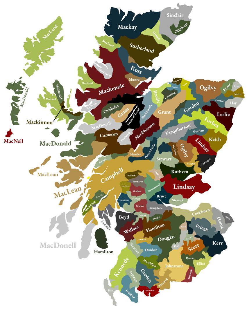 Map of the Scottish Clan lands r/MapPorn