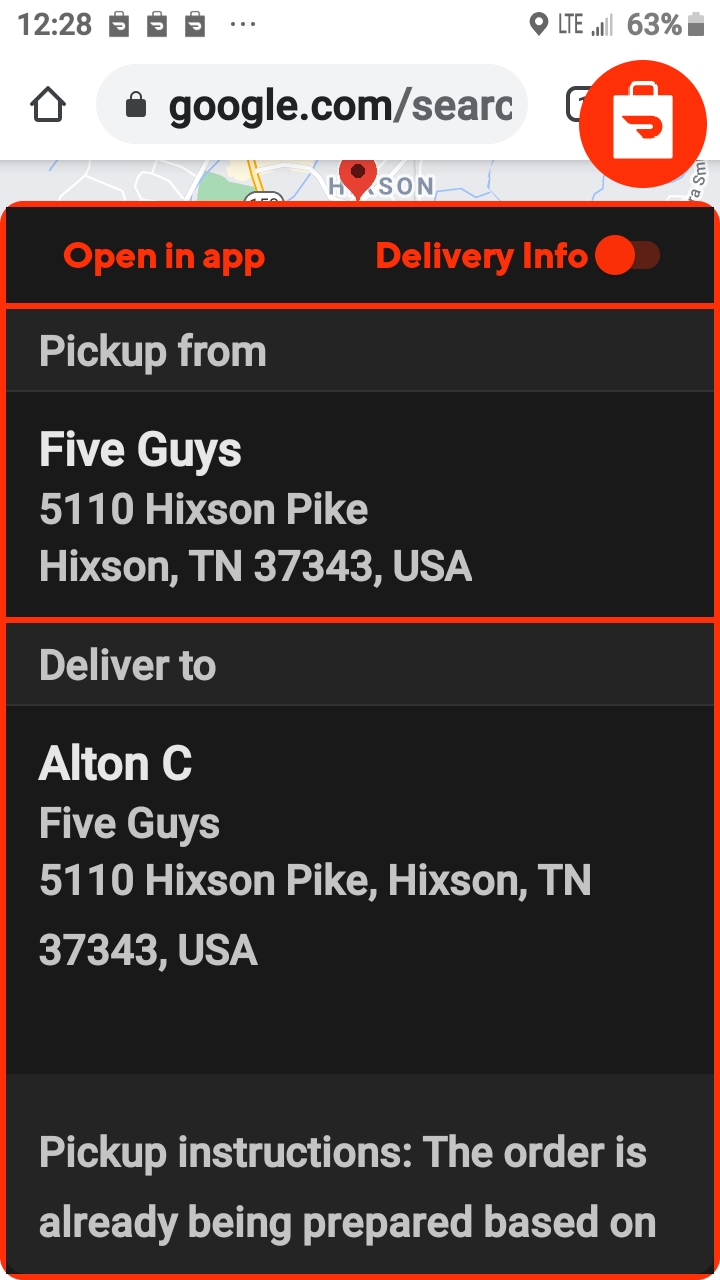 You got it! Pick up deliver to Five Guys.... r/doordash_drivers