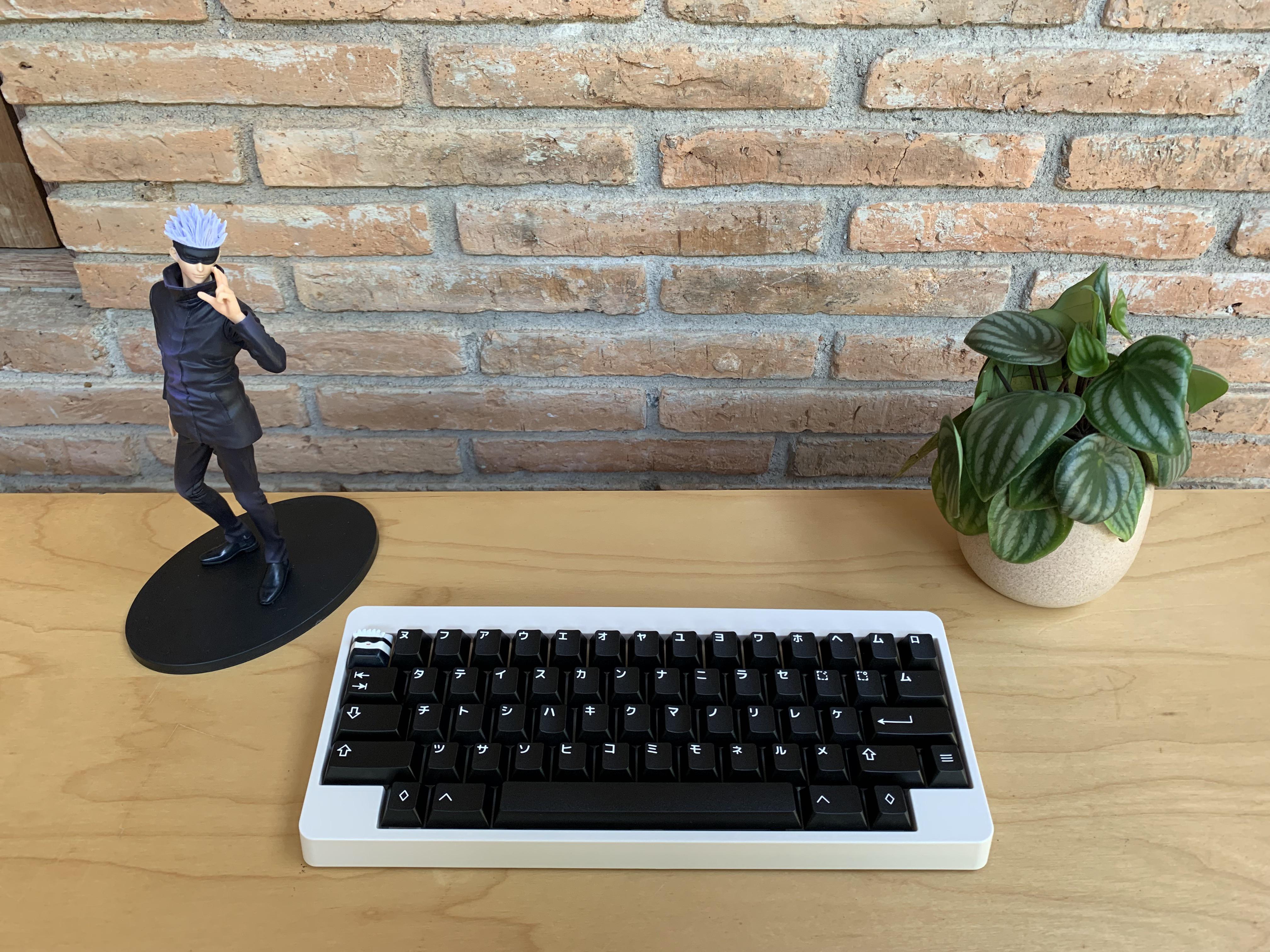 My first GMK Keycap set. GMK WhiteonBlack Katakana and RAMA KARA Soya