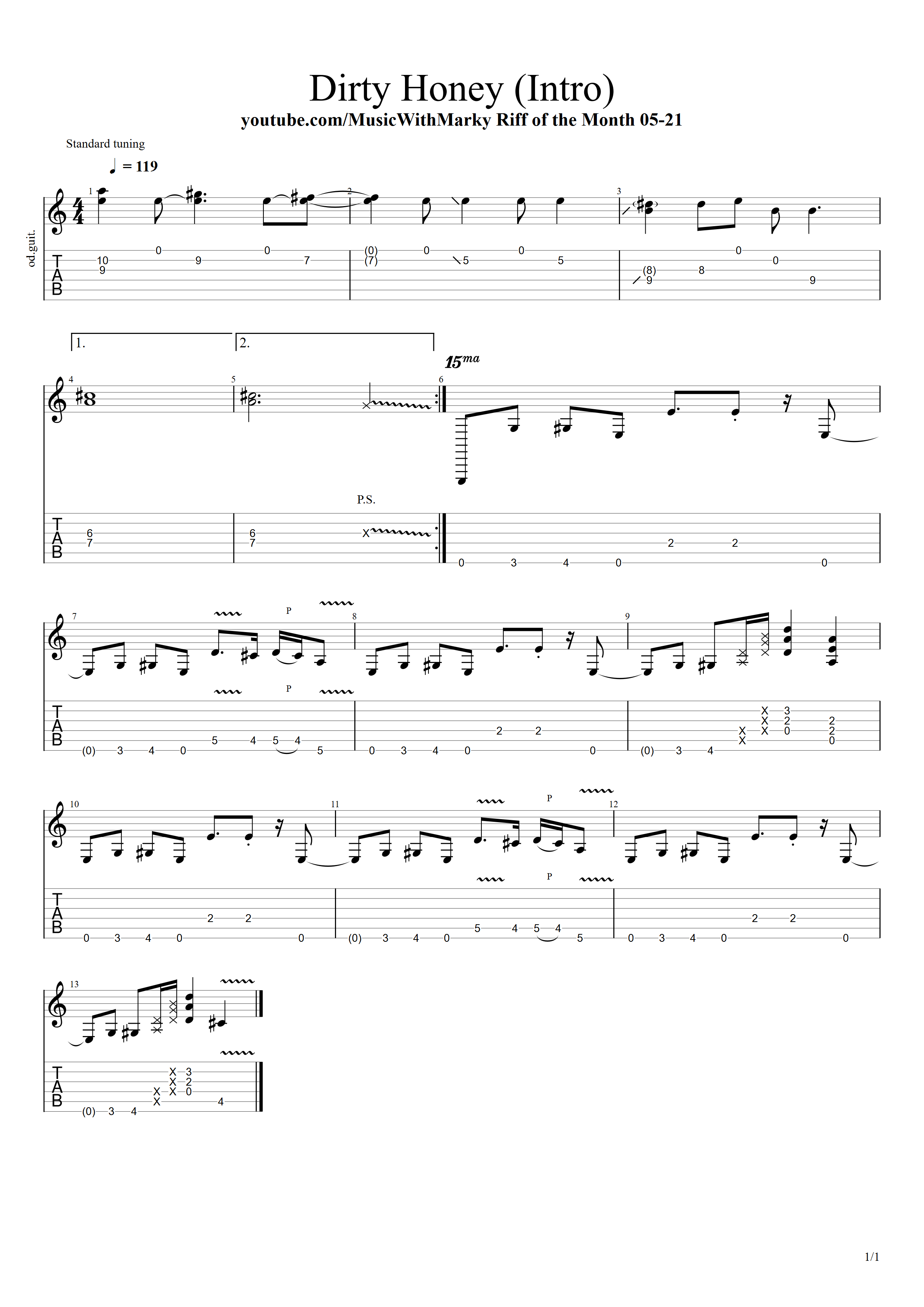 Dirty Honey's "California Dreamin'" TAB Figured I'd share while I'm