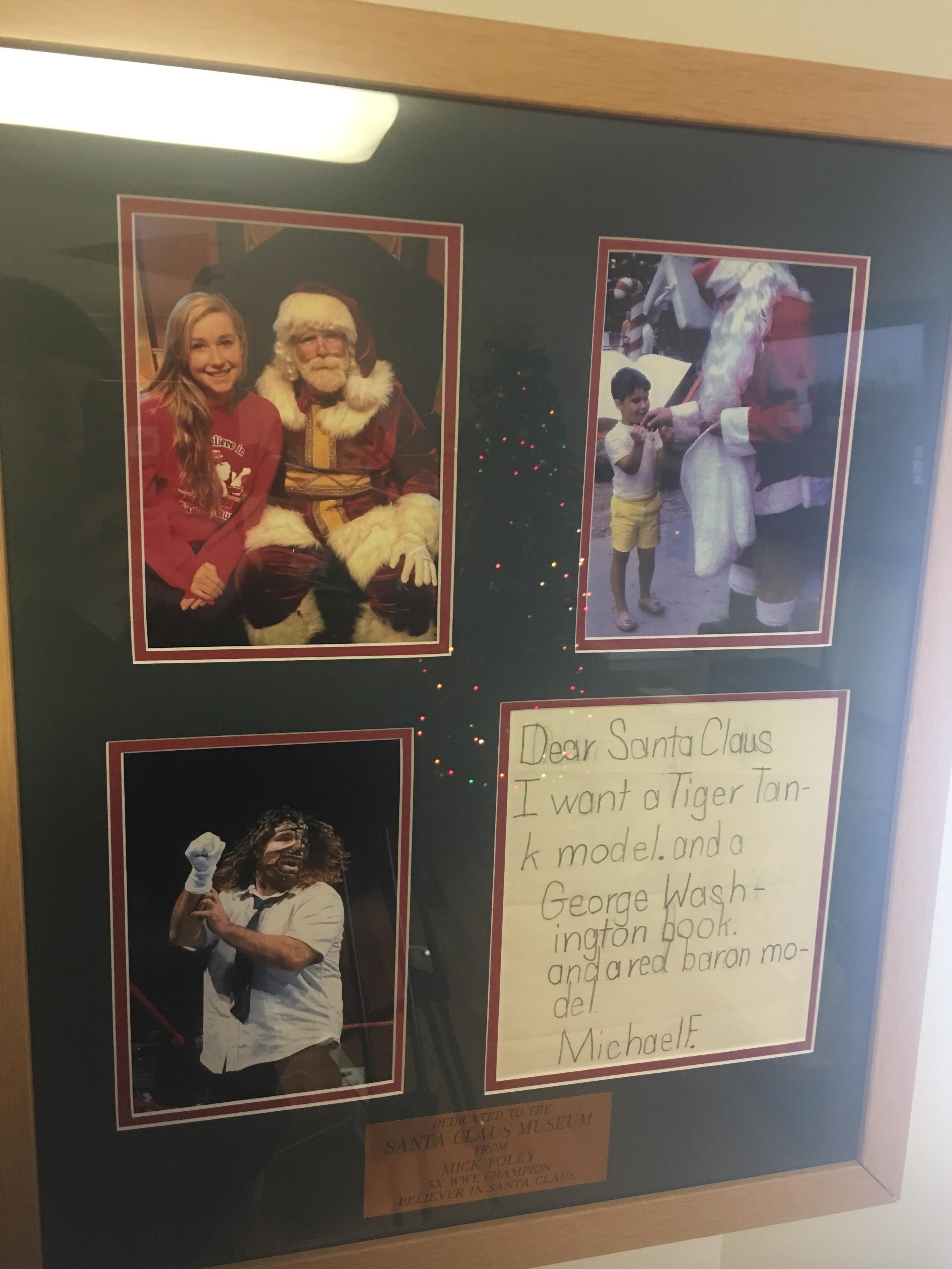 The Santa Claus Museum in Santa Claus, Indiana has a plague dedicated