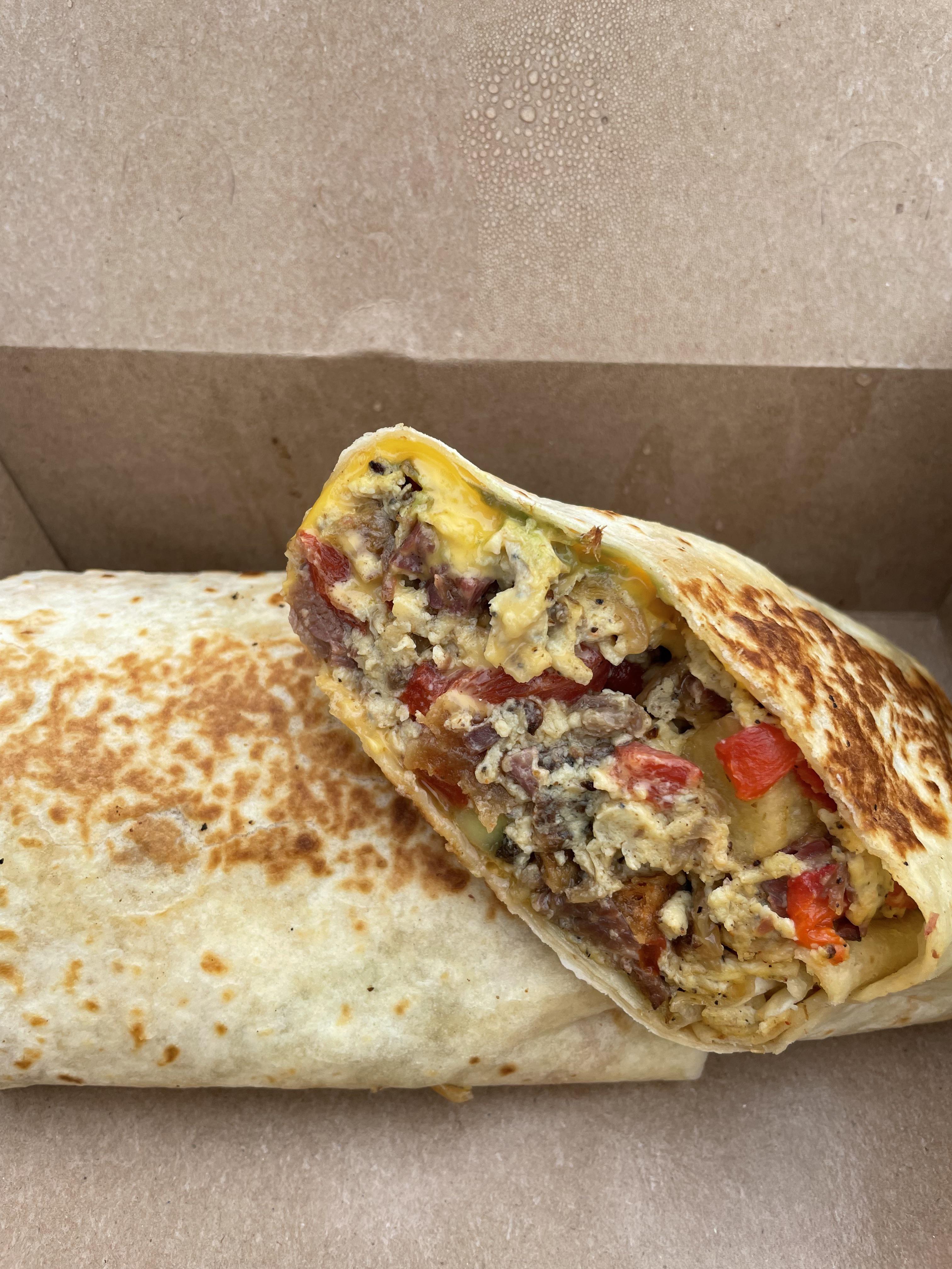 Pastrami Breakfast Burrito from Wise Sons Deli in Culver City r