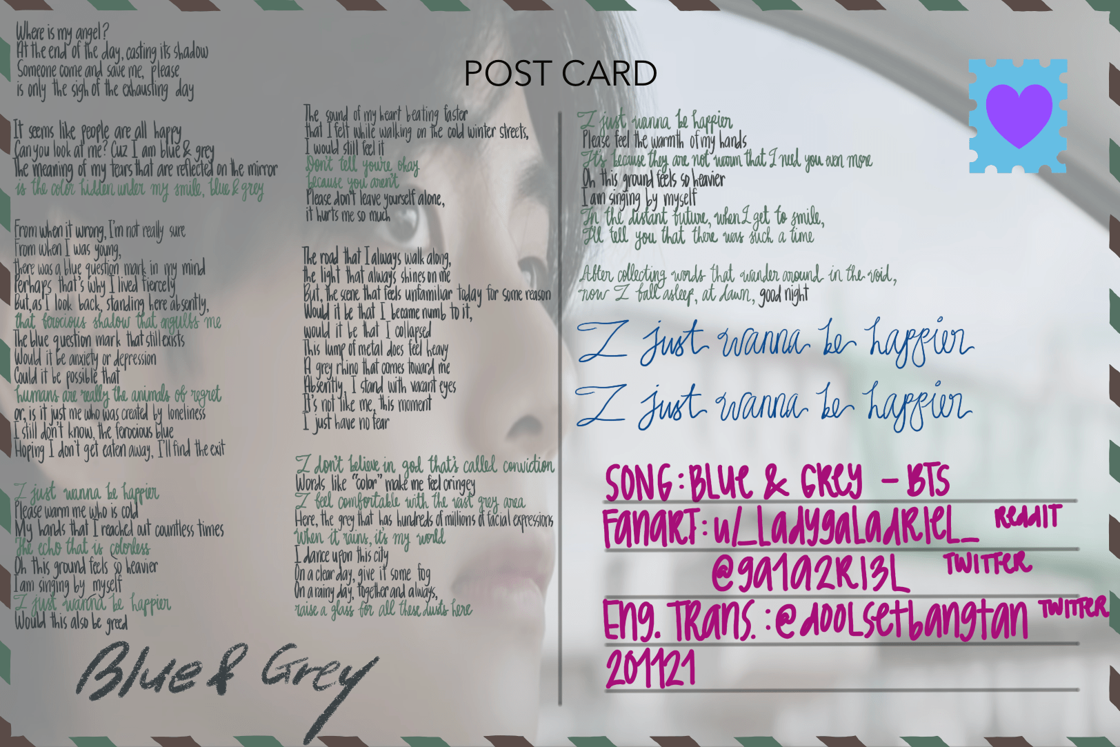 [OC] Blue & Grey English Lyrics (Translated by Doolset) r/heungtan