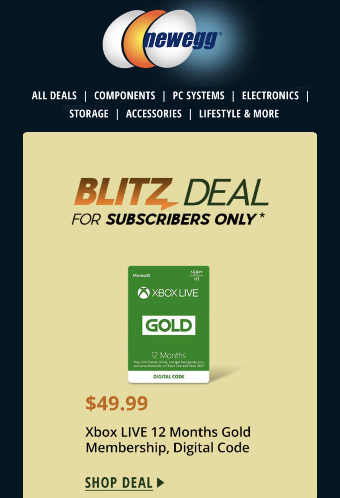 Newegg sale today on Xbox Live Gold for anyone looking to do Game Pass