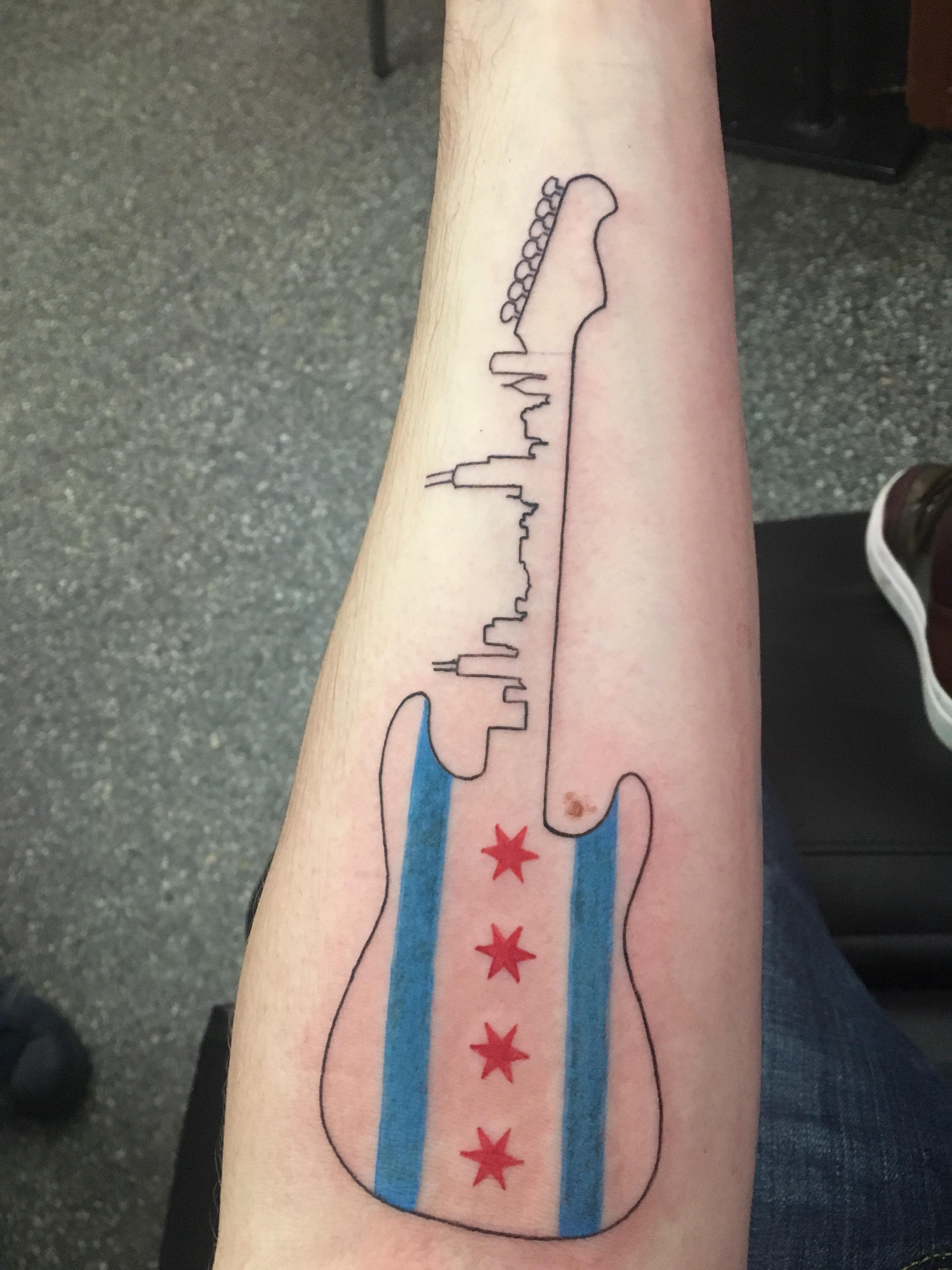 Finally got my Chicago flag tattoo. Frosty, Tattoo Factory