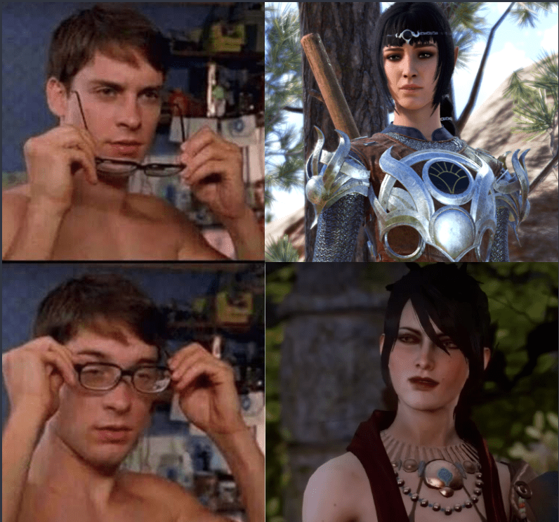 When your party member is a mysterious, dark haired, magically inclined beauty who will no