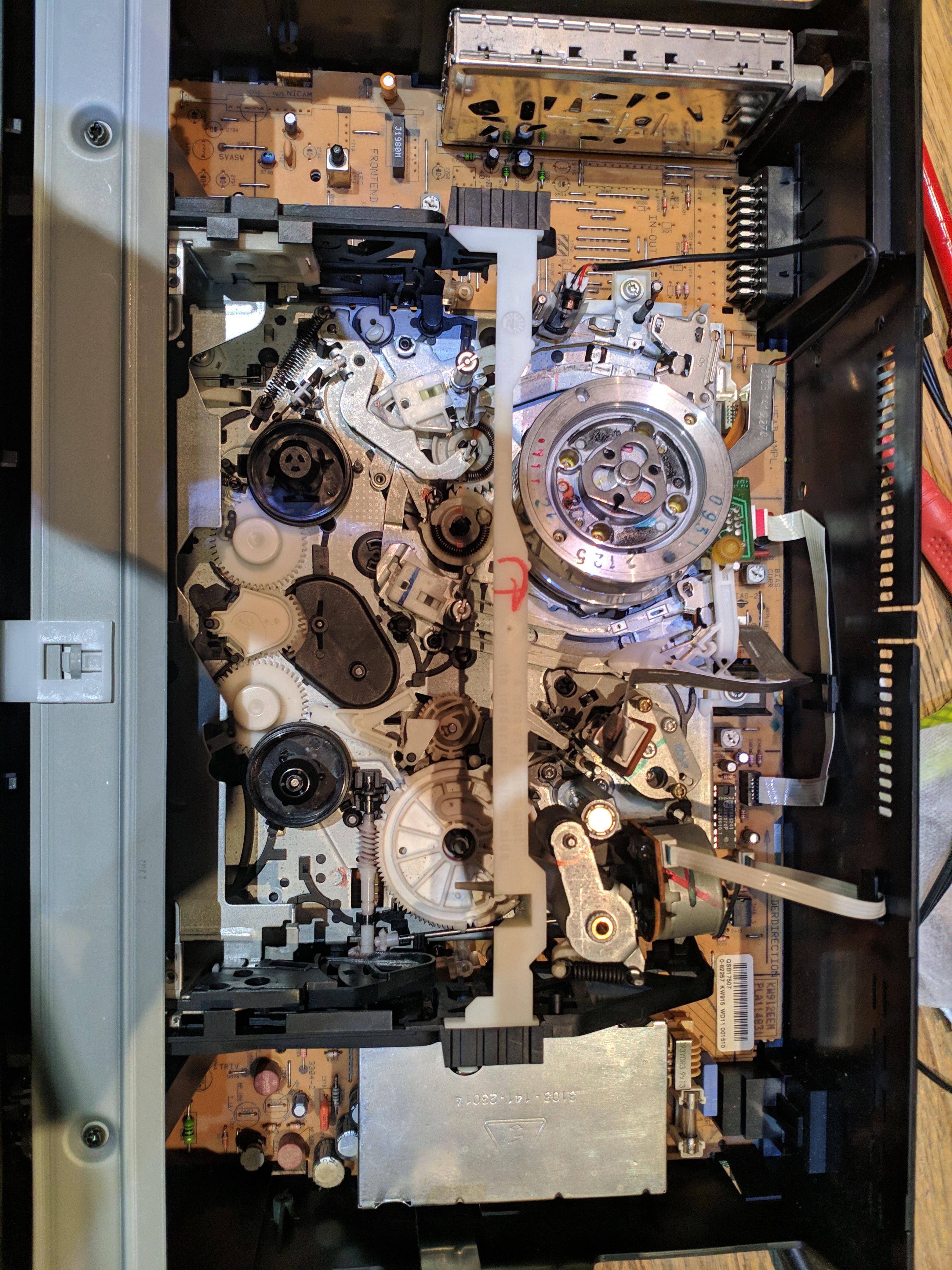 VCR head won't spin at all, and if I move it with my finger, it won't