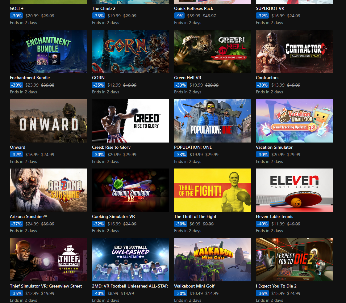 Full list of Oculus Store Black Friday deals. Ends in 2 days! Crazy