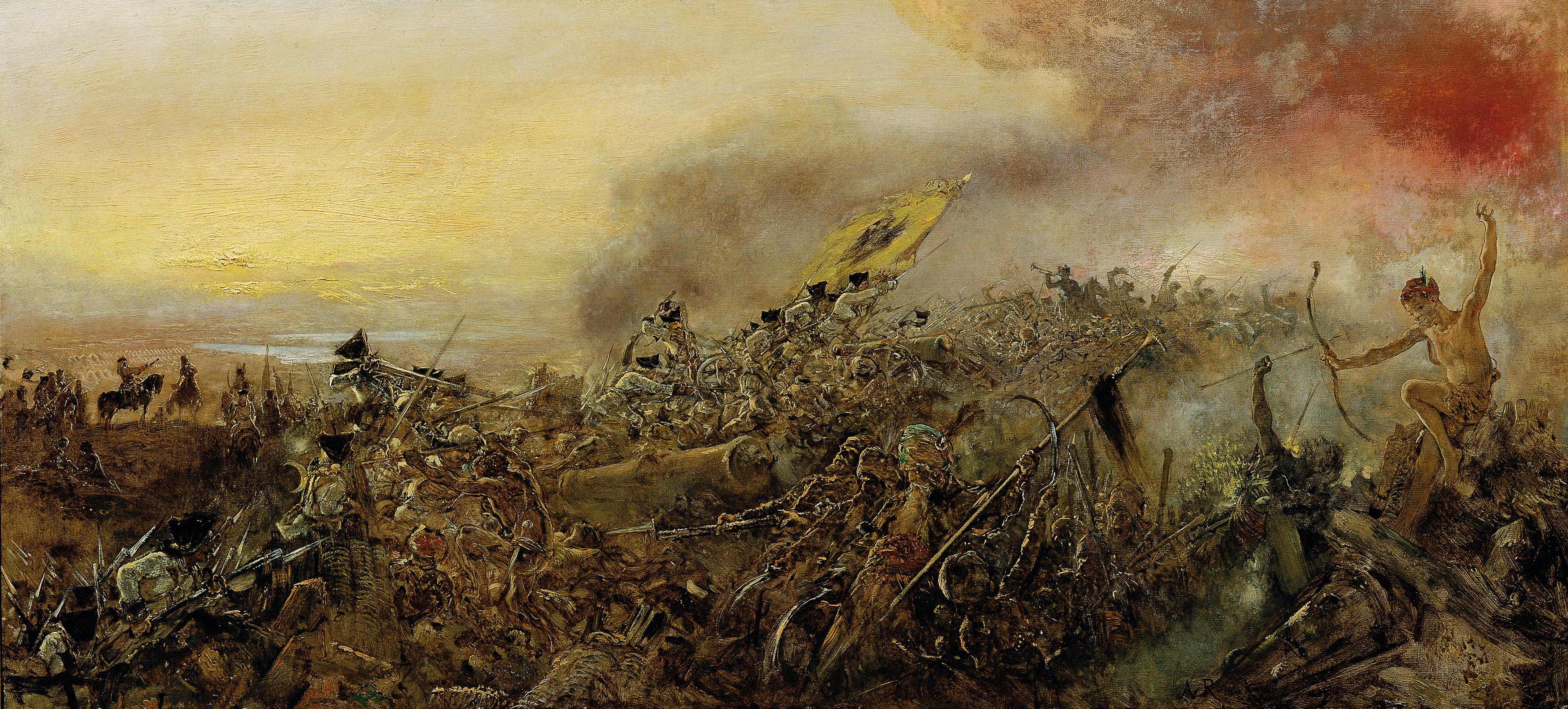 Attack of the Habsburg imperial army at the battle of Zenta in 1697