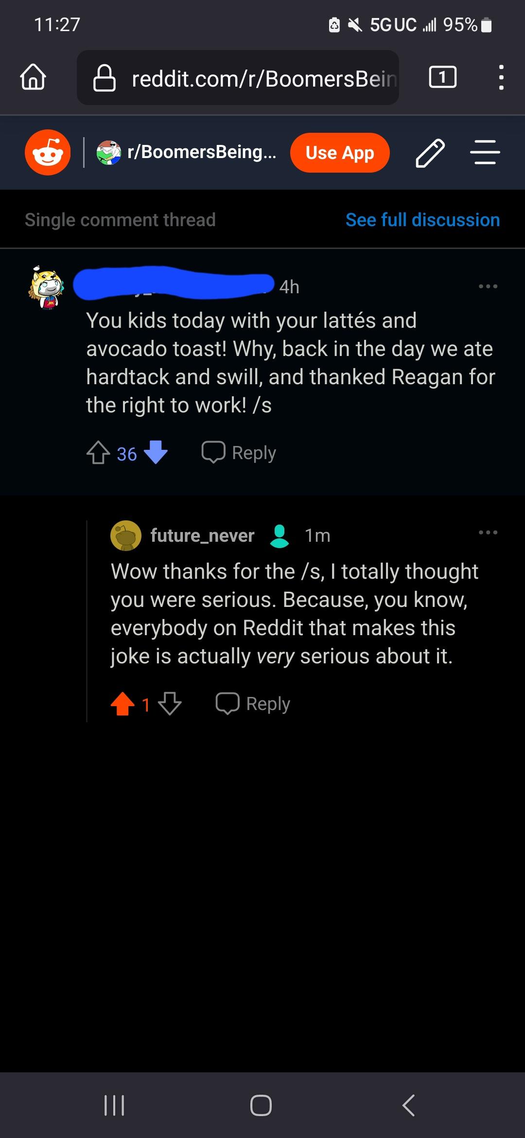 One of the most common jokes I see on Reddit still needs a tone