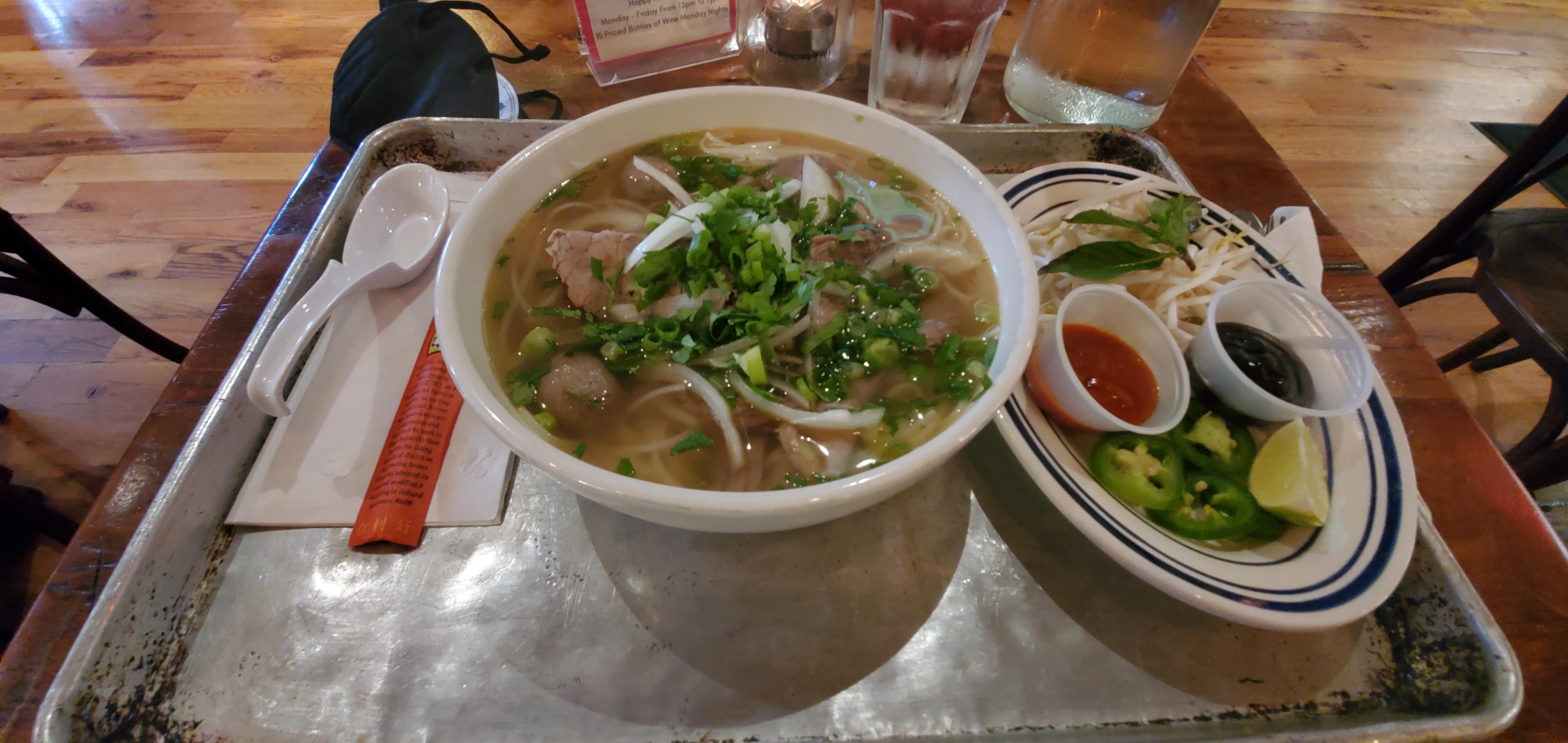 Yesterday's lunch "All In" Pho with eye round, brisket, and meatballs